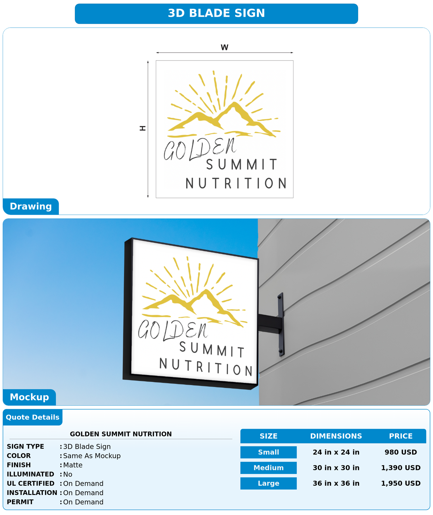 CUSTOM MOCKUP SIGN FOR Golden summit nutrition