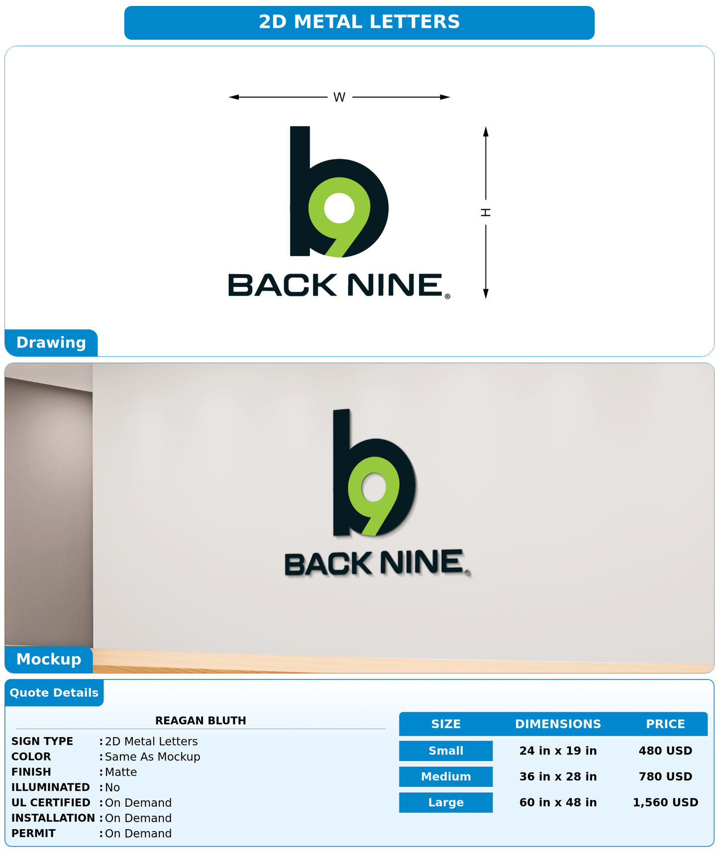 CUSTOM MOCKUP SIGN FOR Reagan Bluth