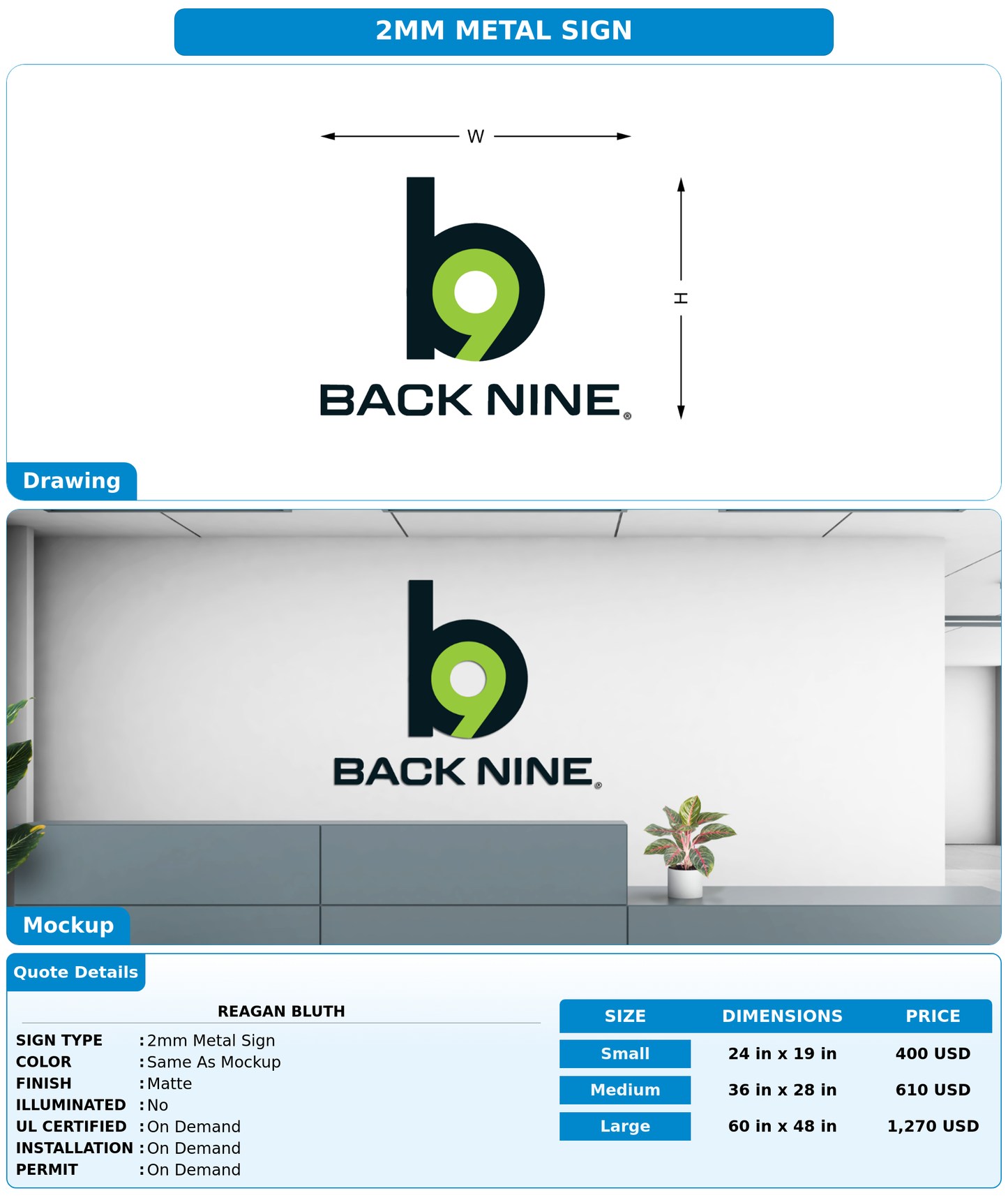 CUSTOM MOCKUP SIGN FOR Reagan Bluth