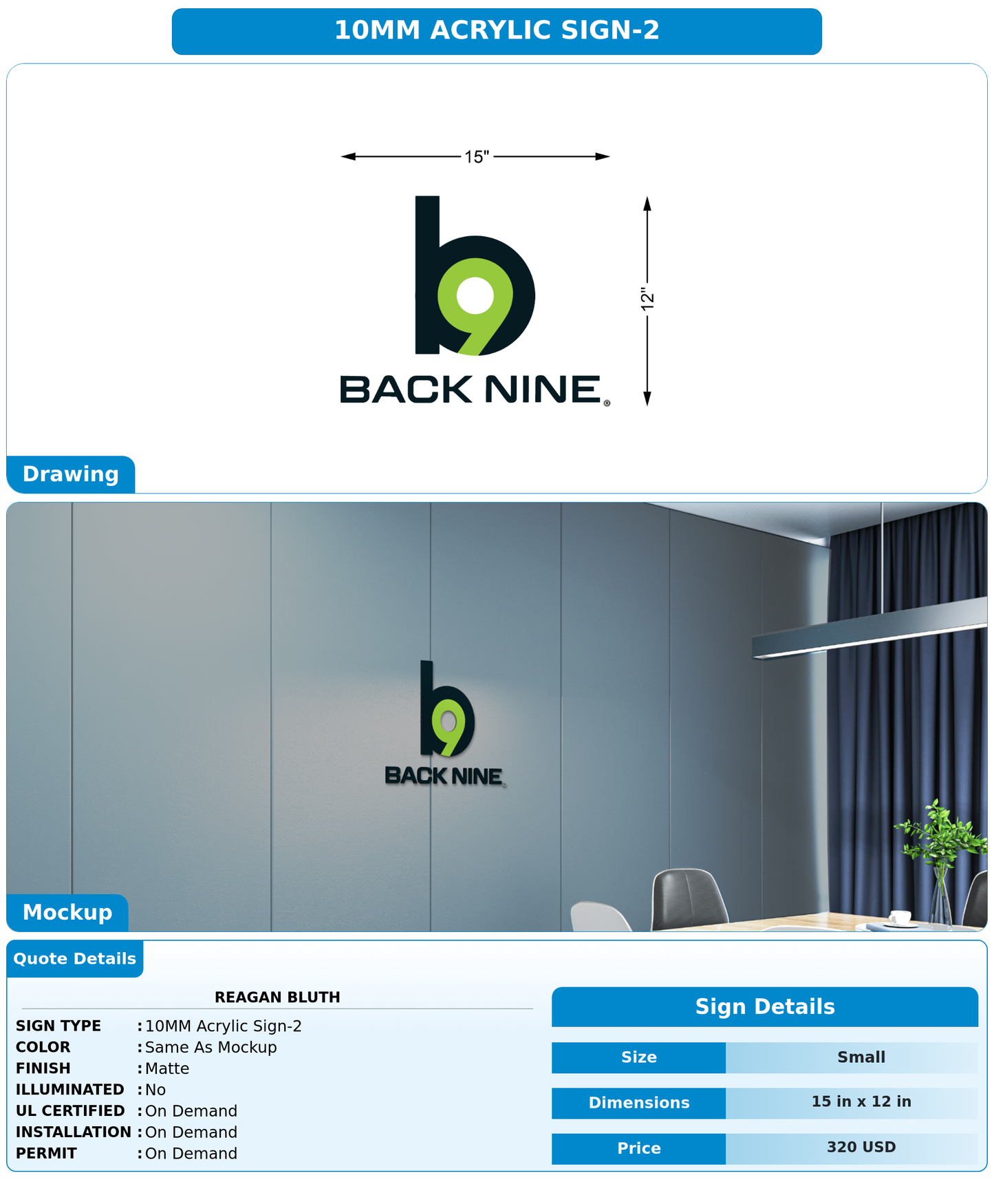 CUSTOM MOCKUP SIGN FOR Reagan Bluth