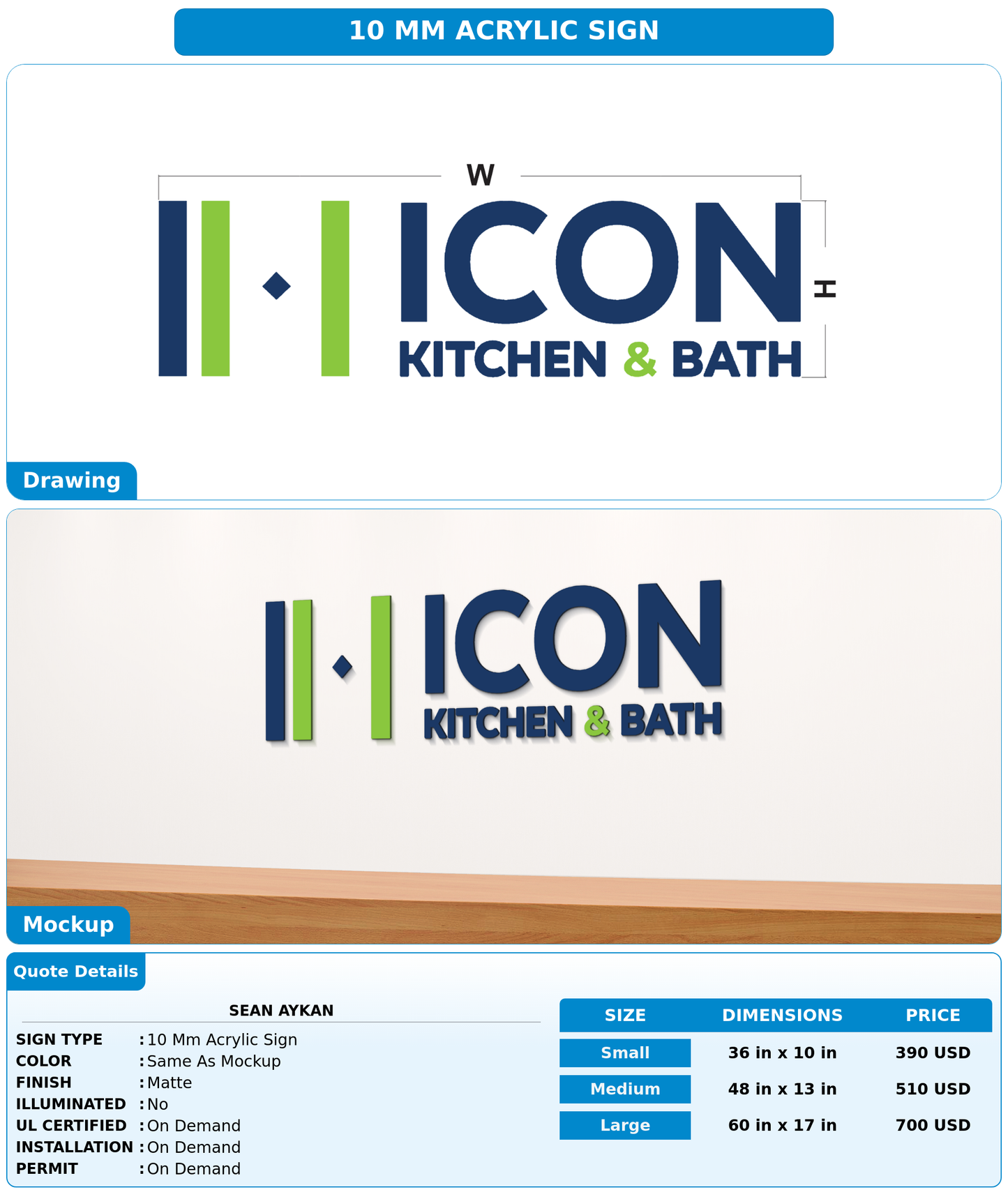 CUSTOM MOCKUP SIGN FOR Sean Aykan