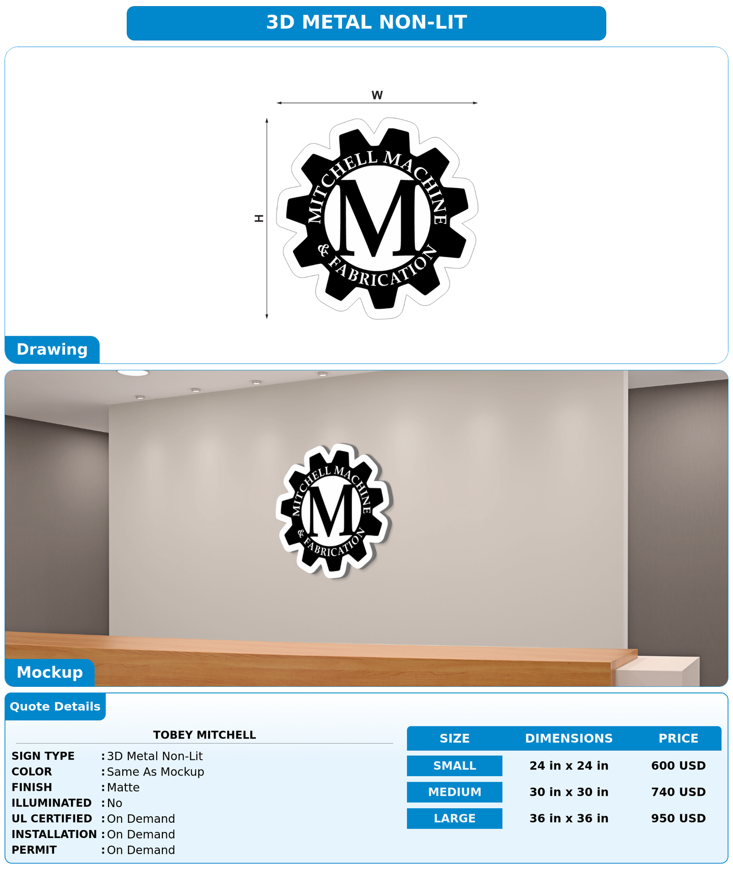 CUSTOM MOCKUP SIGN FOR Tobey Mitchell