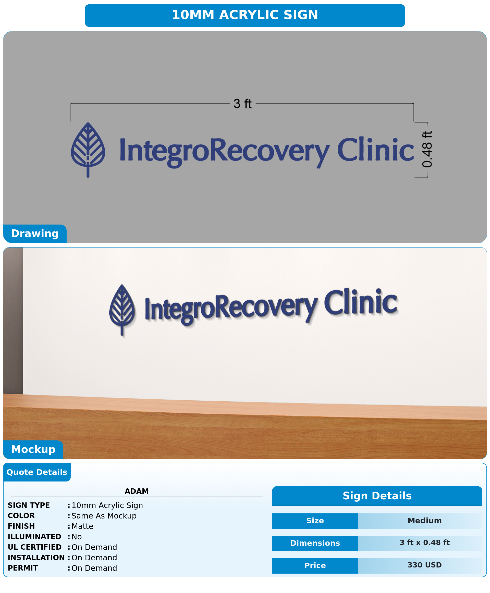 CUSTOM MOCKUP SIGN FOR Adam – Signs INC