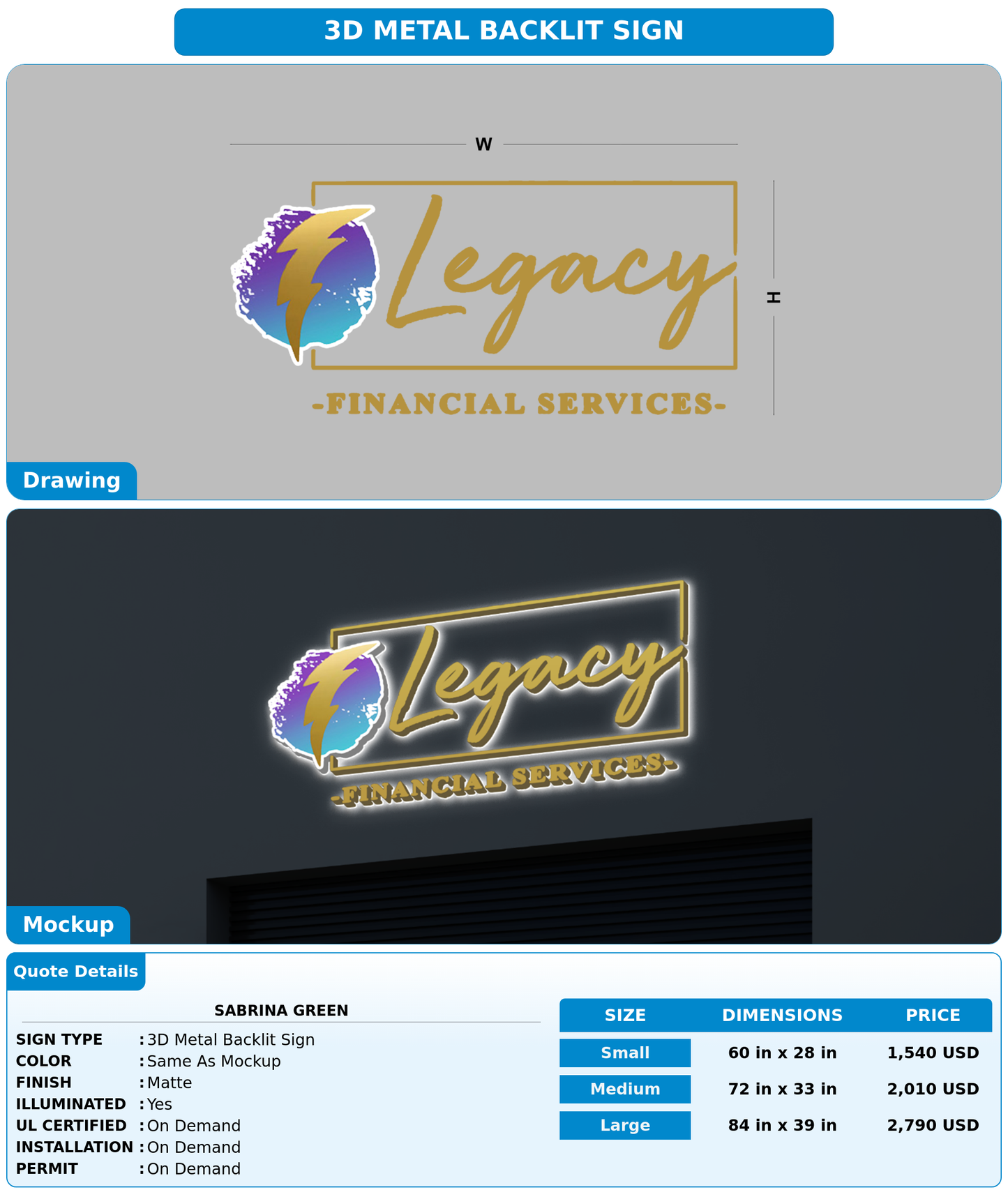 CUSTOM MOCKUP SIGN FOR Sabrina Green