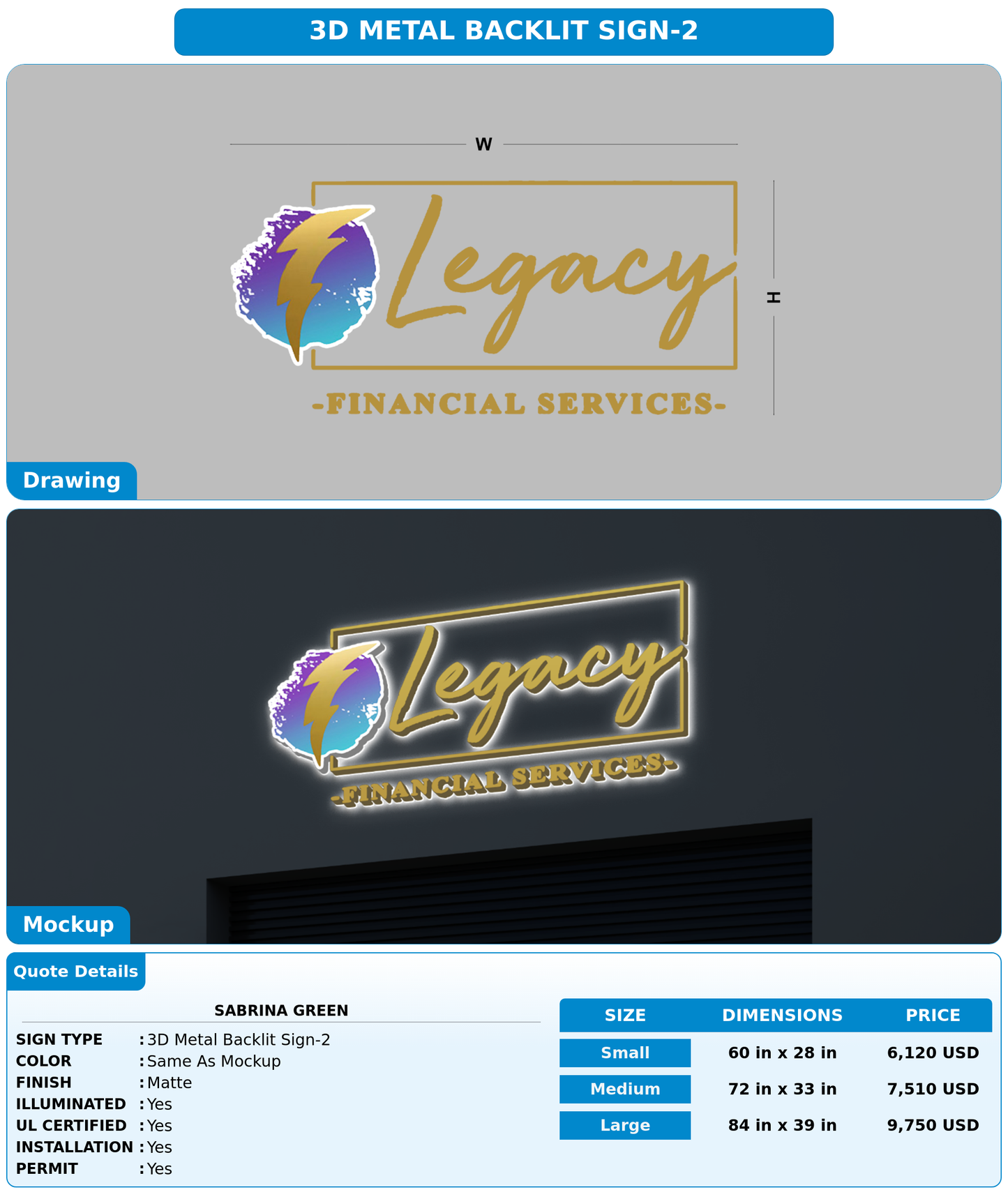 CUSTOM MOCKUP SIGN FOR Sabrina Green