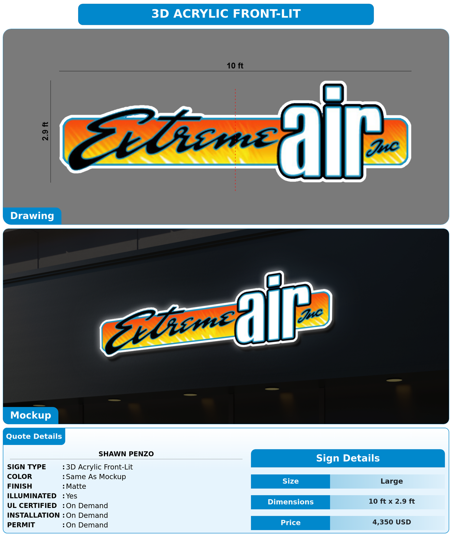 CUSTOM MOCKUP SIGN FOR Shawn Penzo