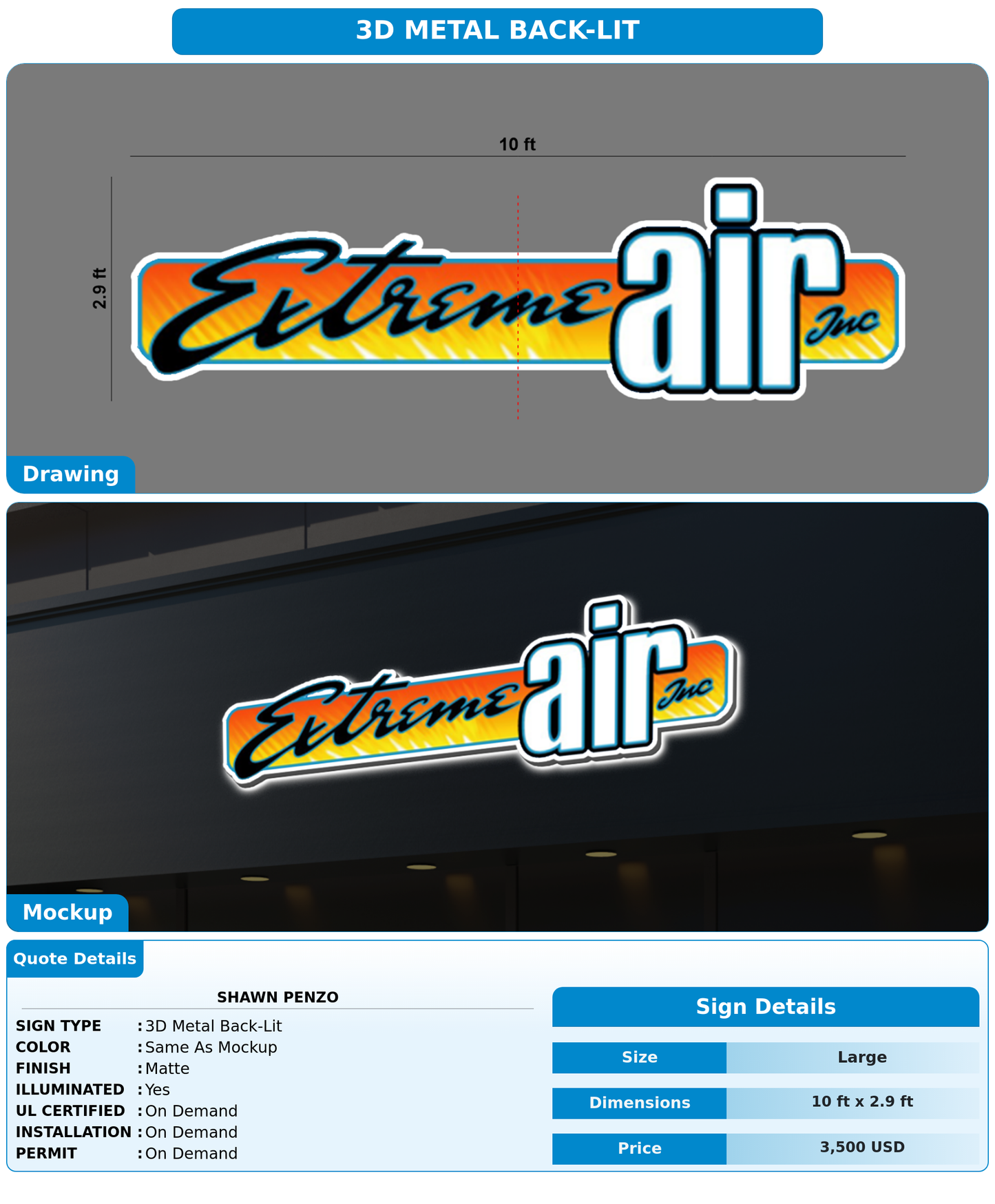 CUSTOM MOCKUP SIGN FOR Shawn Penzo