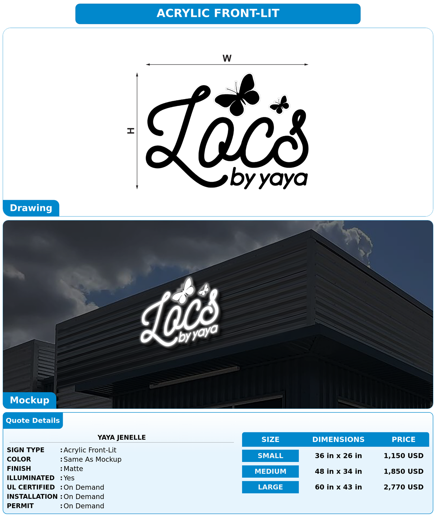 CUSTOM MOCKUP SIGN FOR Yaya Jenelle