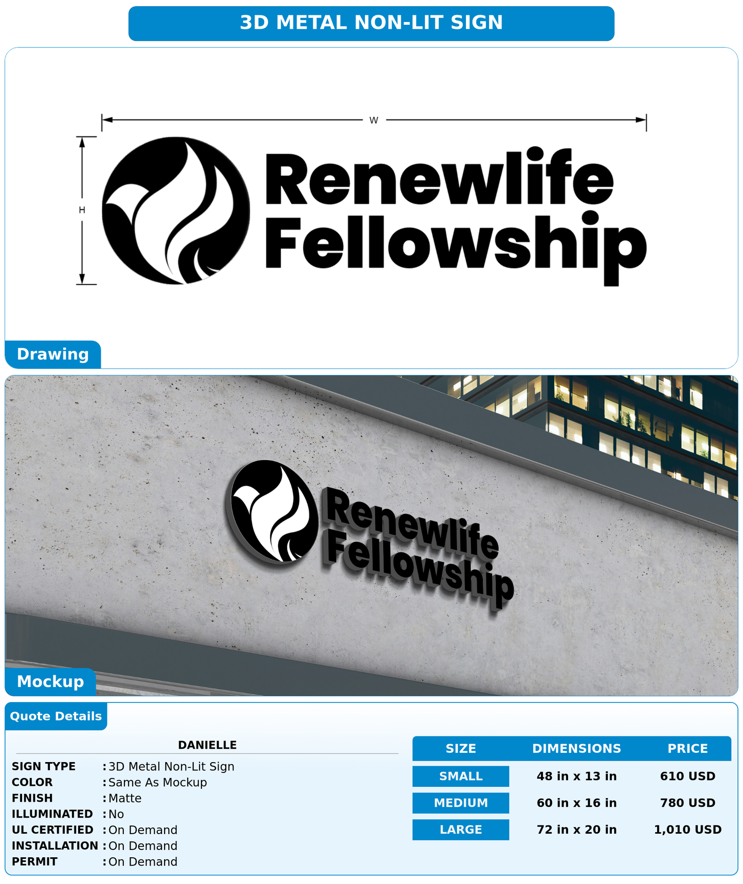 CUSTOM MOCKUP SIGN FOR Danielle