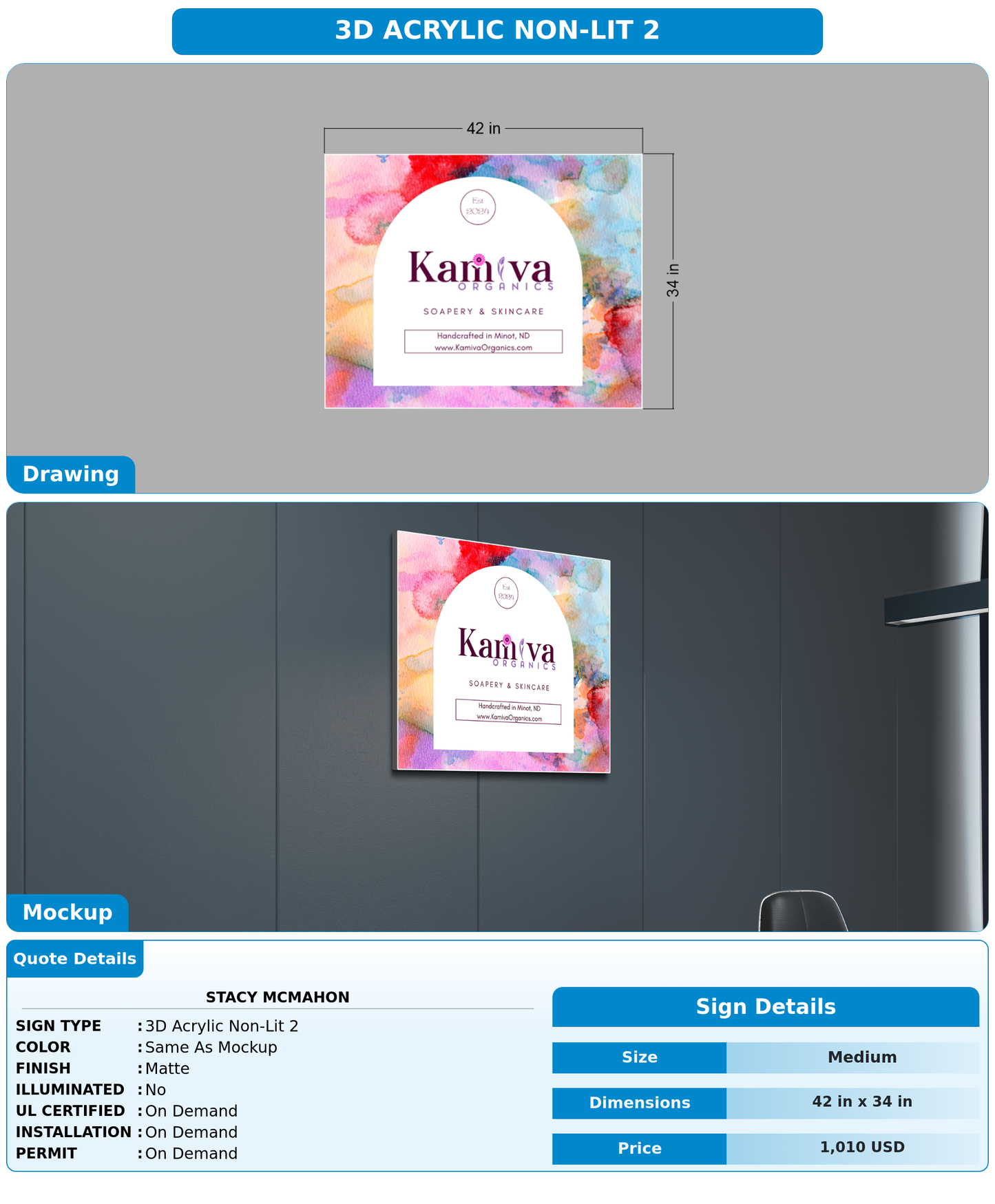CUSTOM MOCKUP SIGN FOR Stacy McMahon