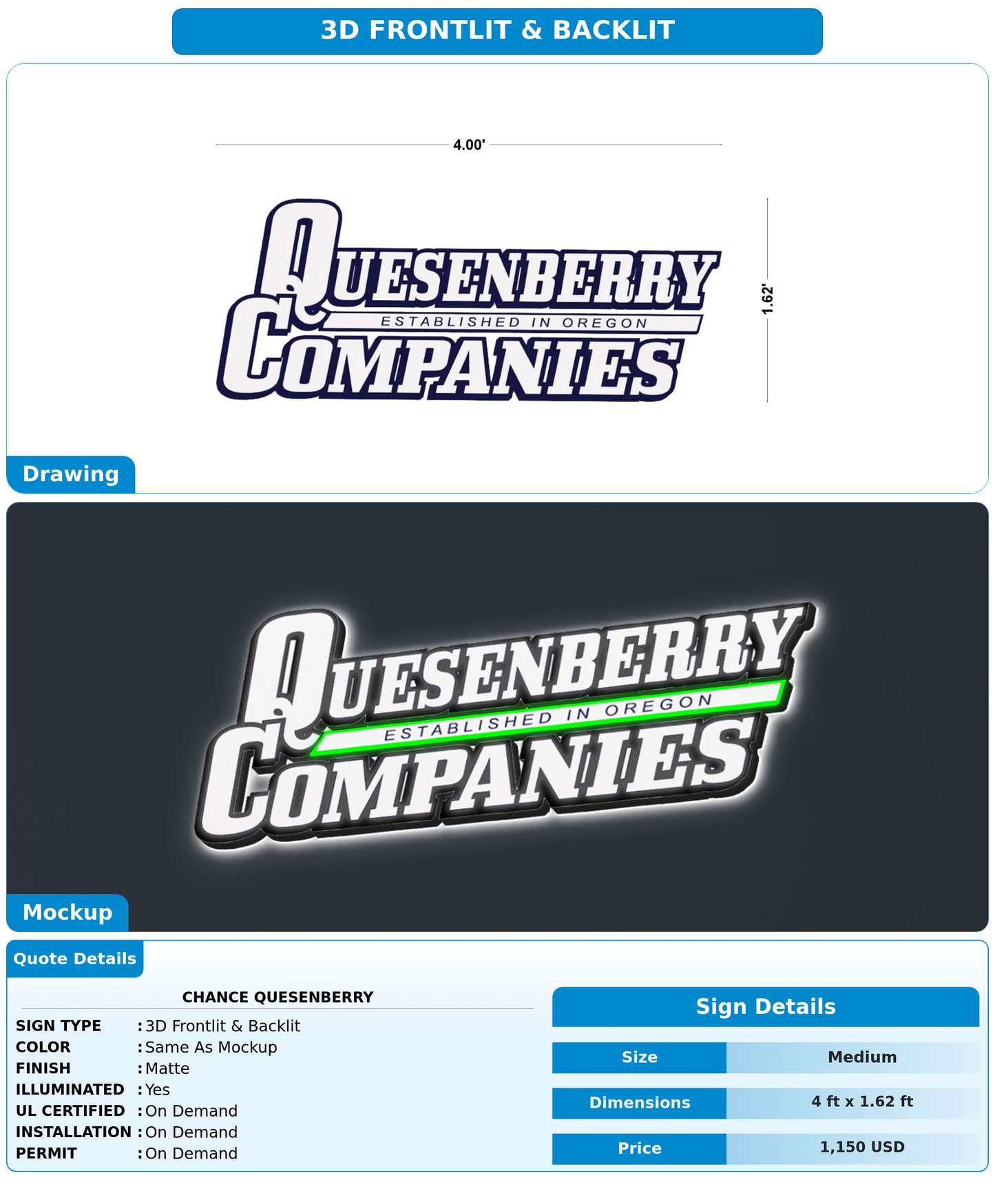 CUSTOM MOCKUP SIGN FOR Chance Quesenberry