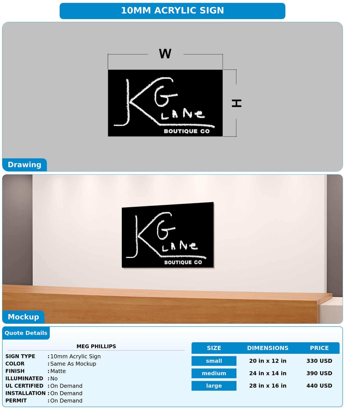CUSTOM MOCKUP SIGN FOR Meg Phillips