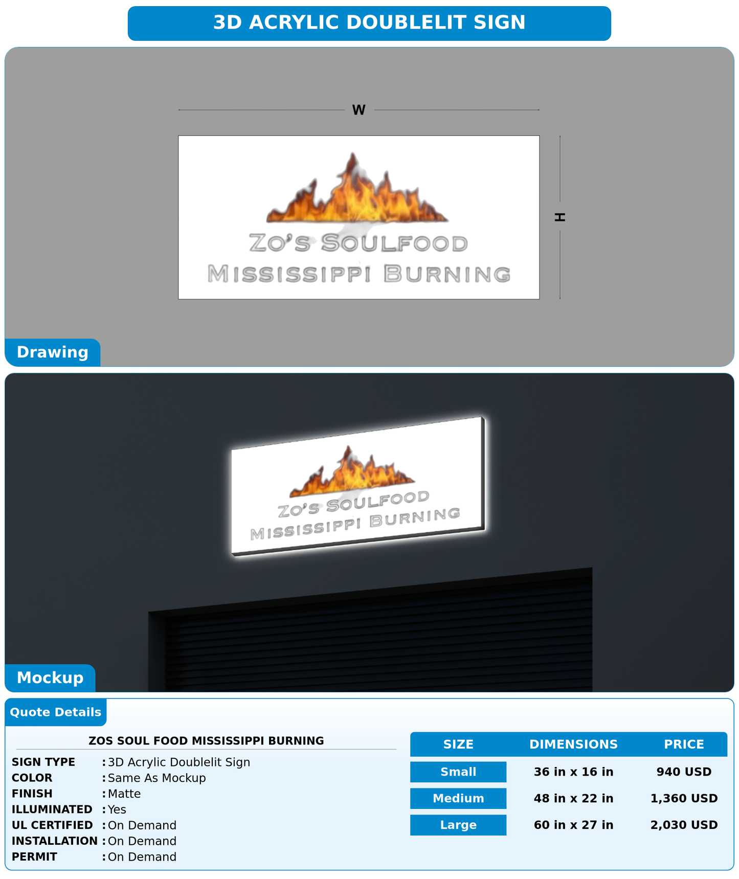 CUSTOM MOCKUP SIGN FOR Zos soul food Mississippi Burning