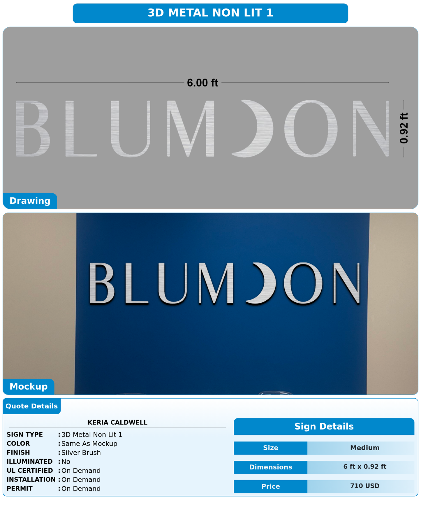 CUSTOM MOCKUP SIGN FOR Keria Caldwell