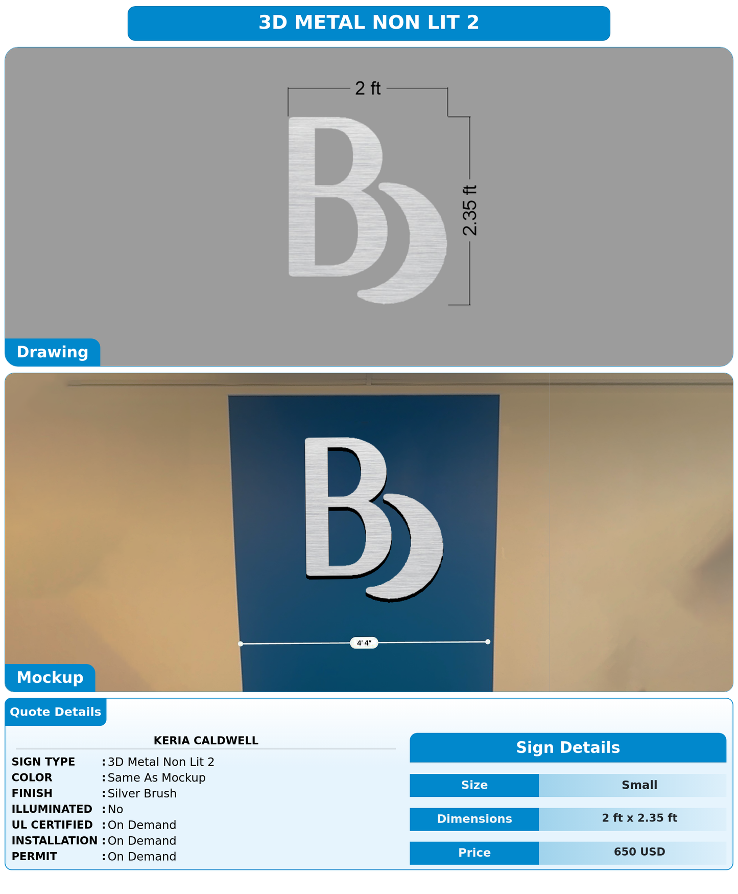 CUSTOM MOCKUP SIGN FOR Keria Caldwell