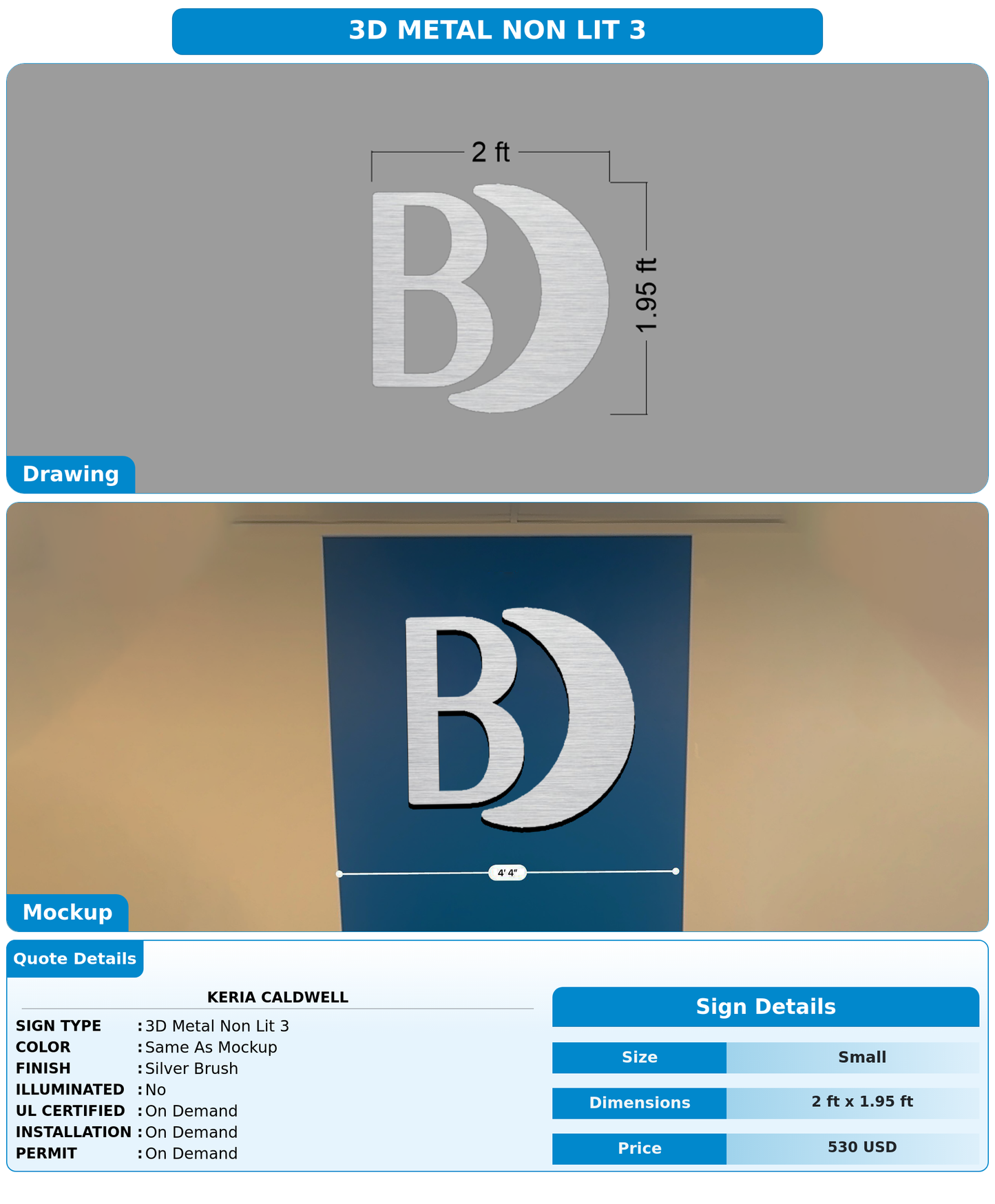 CUSTOM MOCKUP SIGN FOR Keria Caldwell