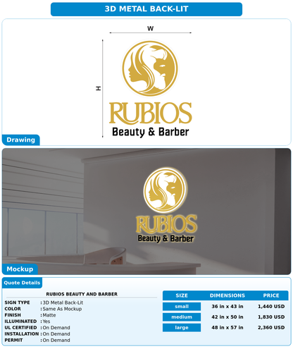 CUSTOM MOCKUP SIGN FOR Rubios Beauty and Barber