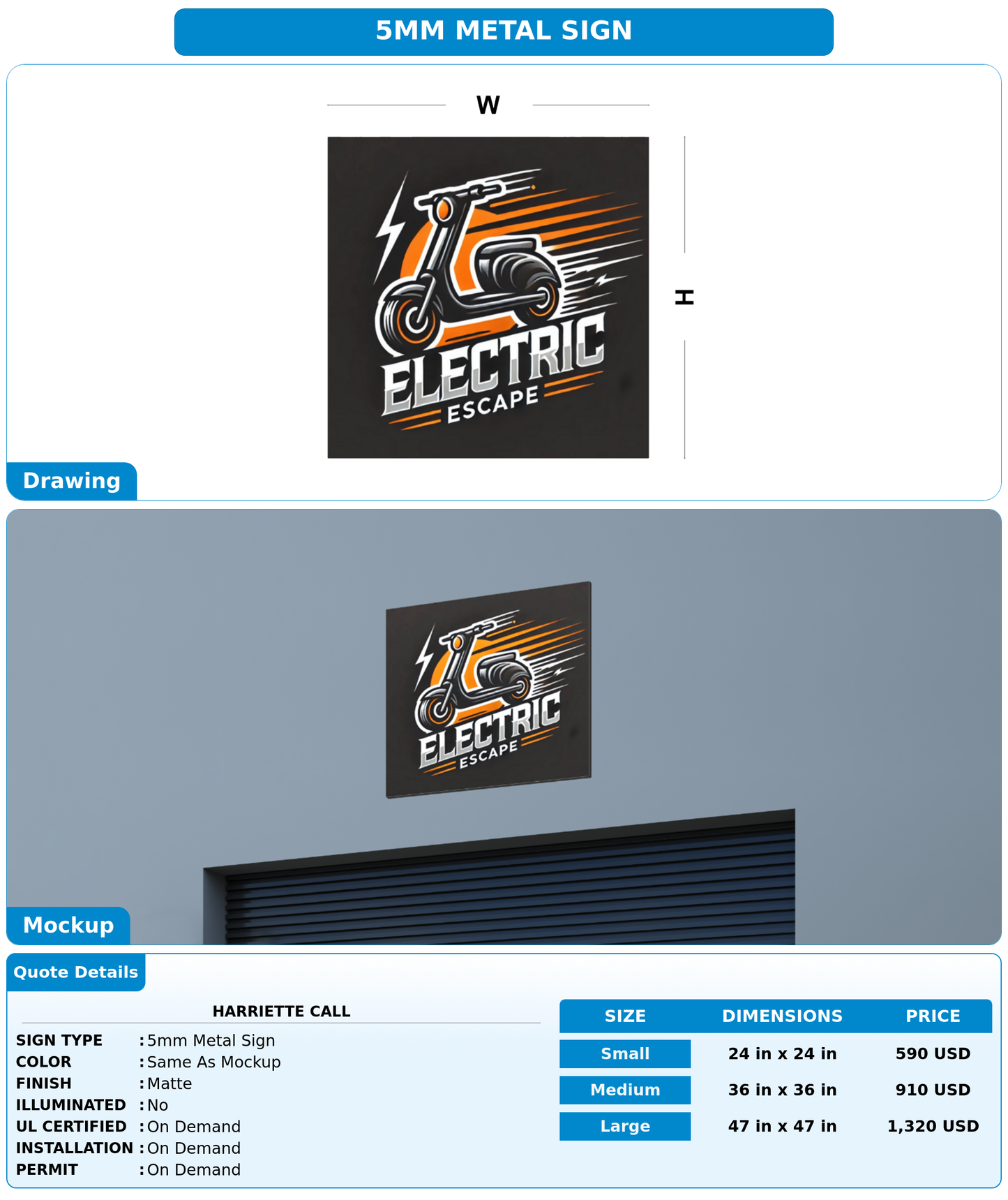 CUSTOM MOCKUP SIGN FOR Harriette Call