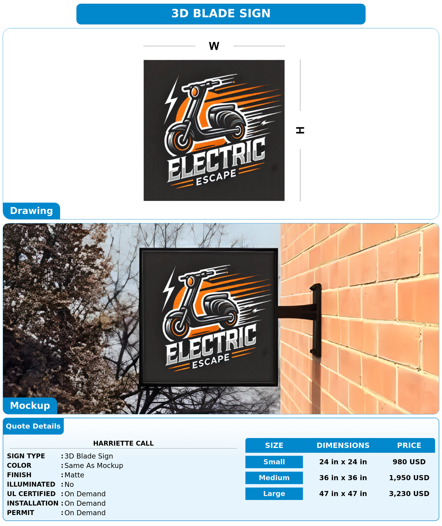 CUSTOM MOCKUP SIGN FOR Harriette Call