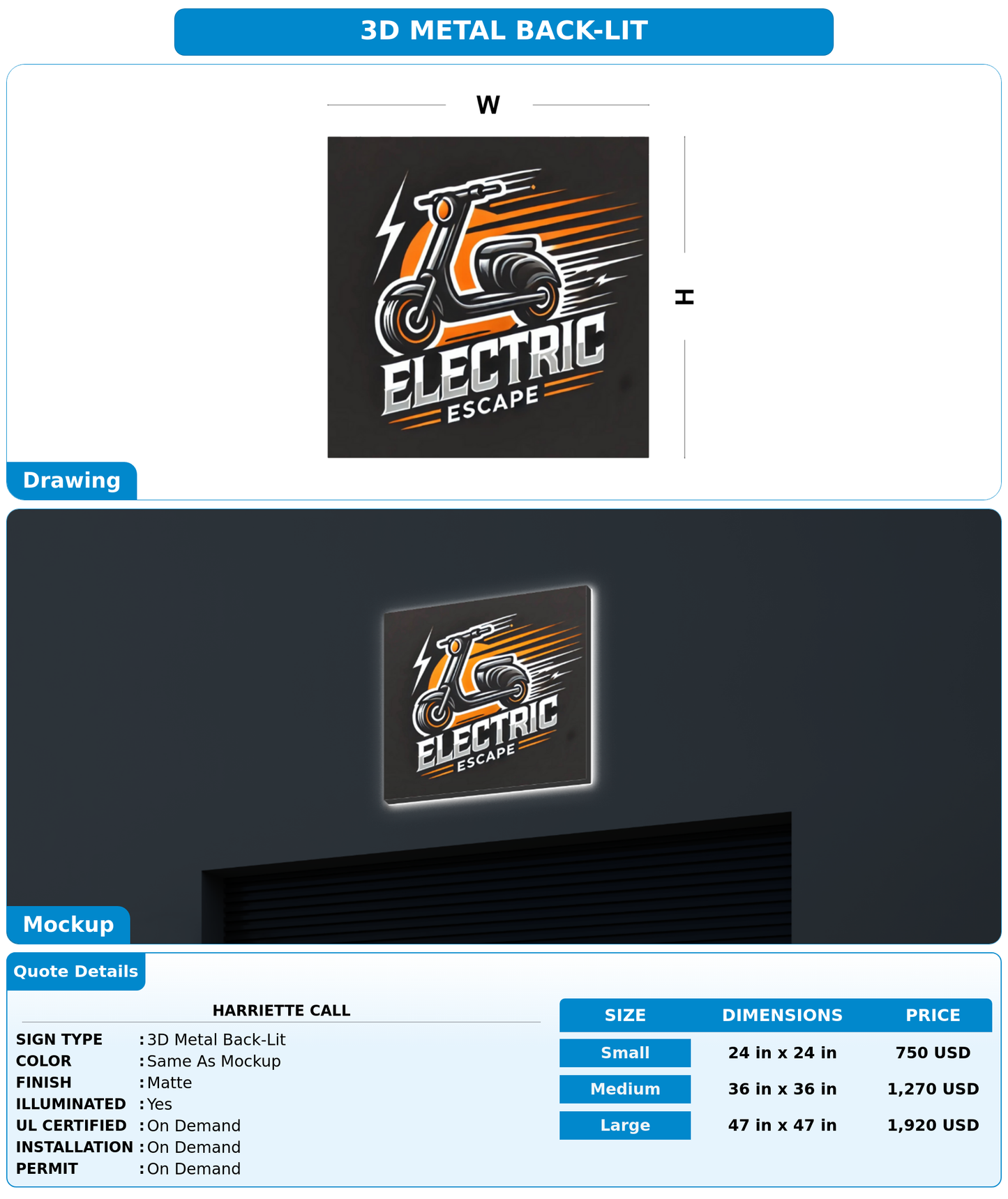 CUSTOM MOCKUP SIGN FOR Harriette Call