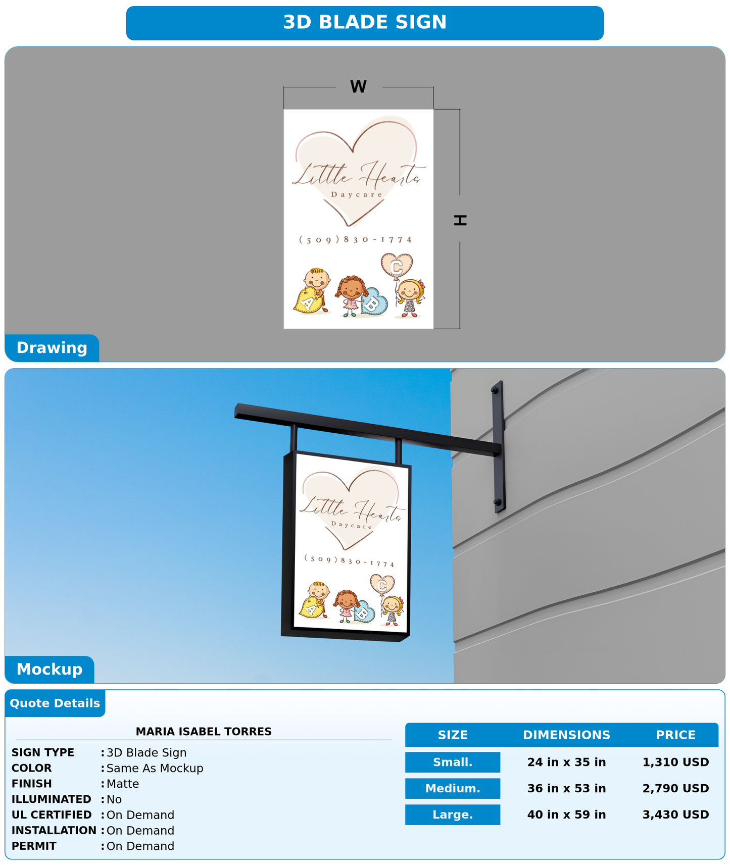 CUSTOM MOCKUP SIGN FOR Maria Isabel Torres