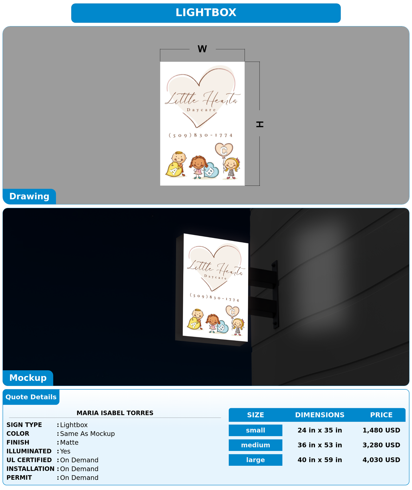 CUSTOM MOCKUP SIGN FOR Maria Isabel Torres