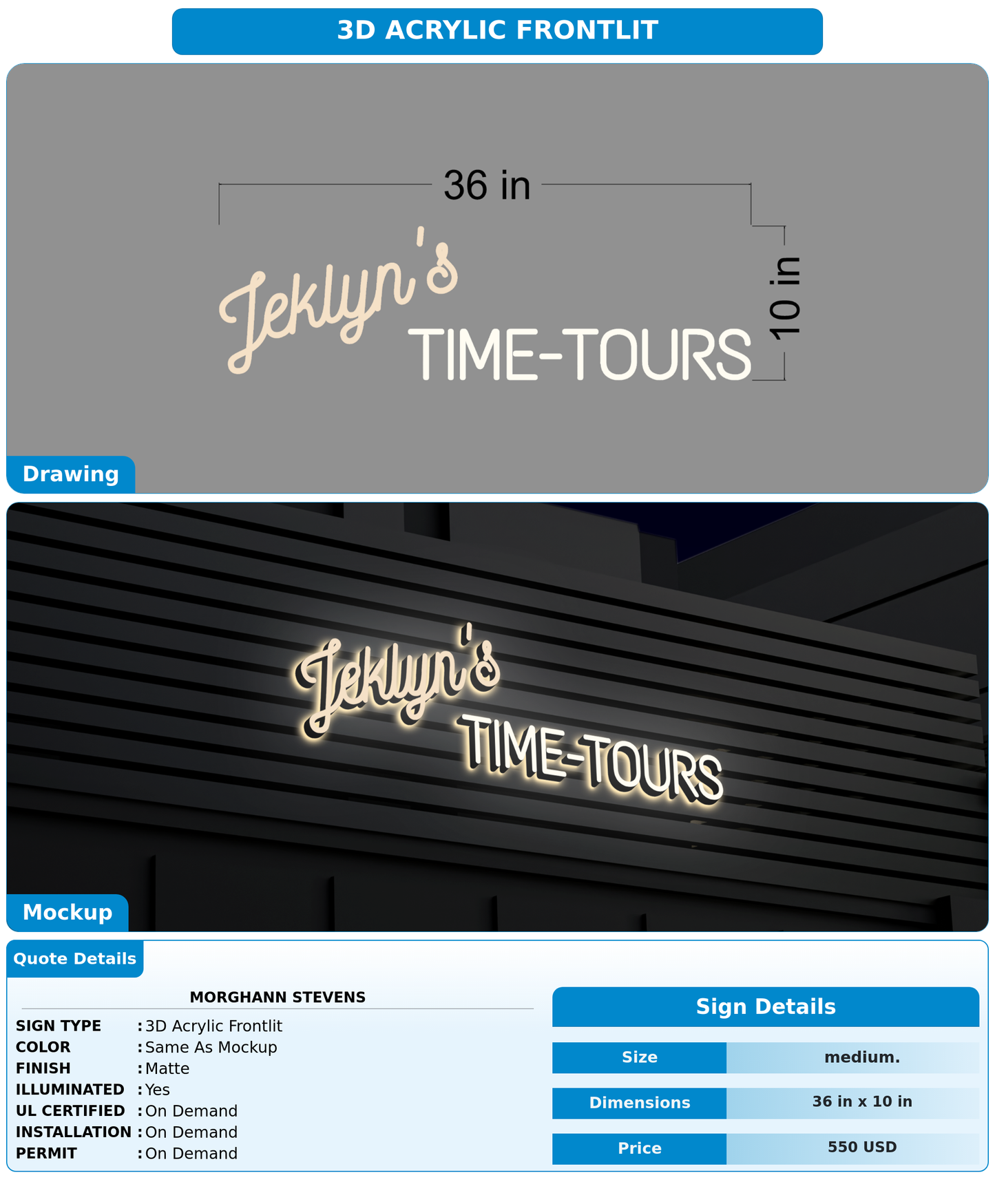 CUSTOM MOCKUP SIGN FOR Morghann Stevens