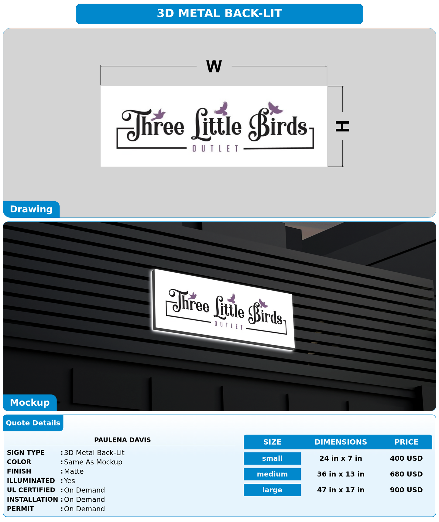 CUSTOM MOCKUP SIGN FOR Paulena Davis