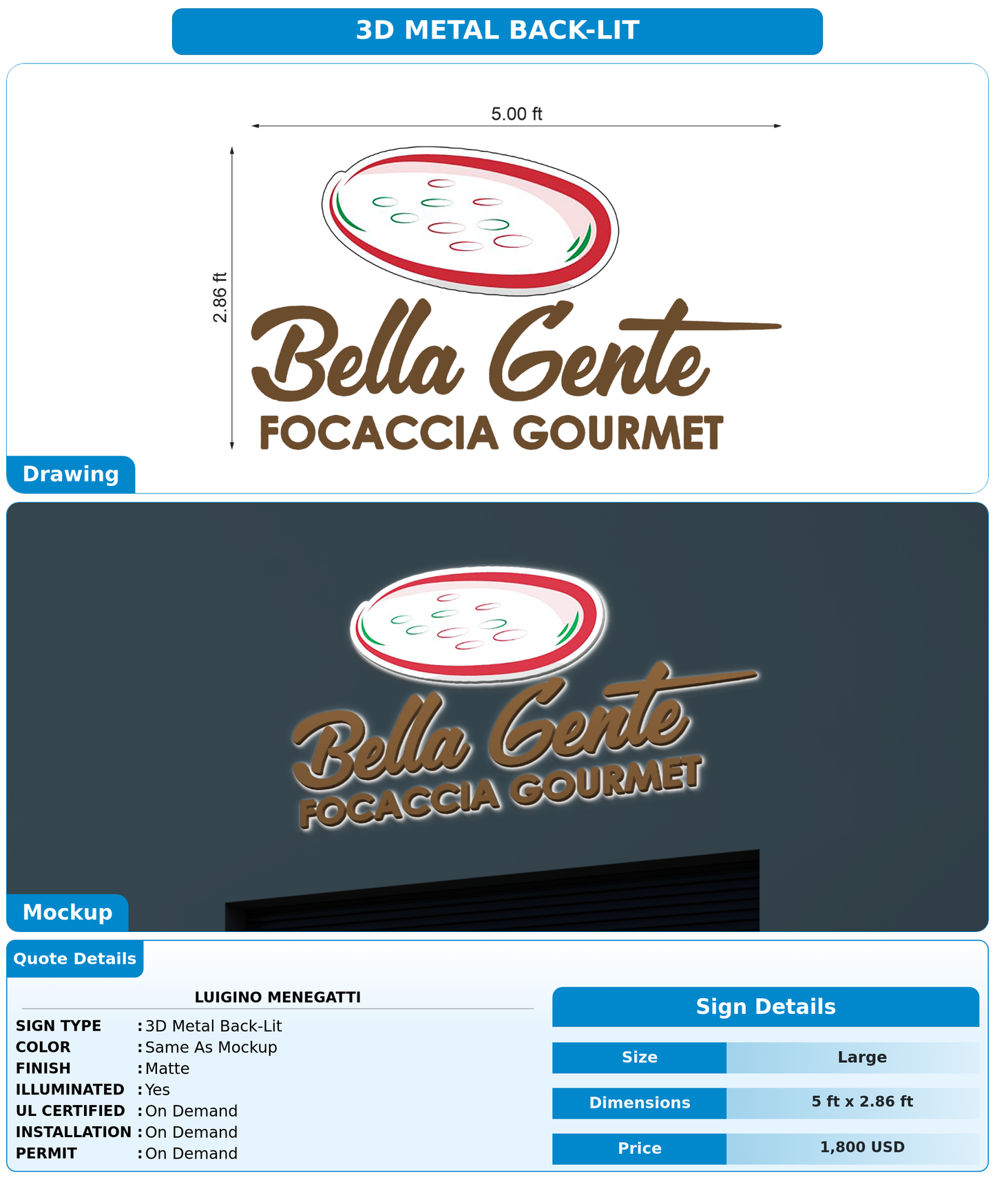 CUSTOM MOCKUP SIGN FOR Luigino Menegatti