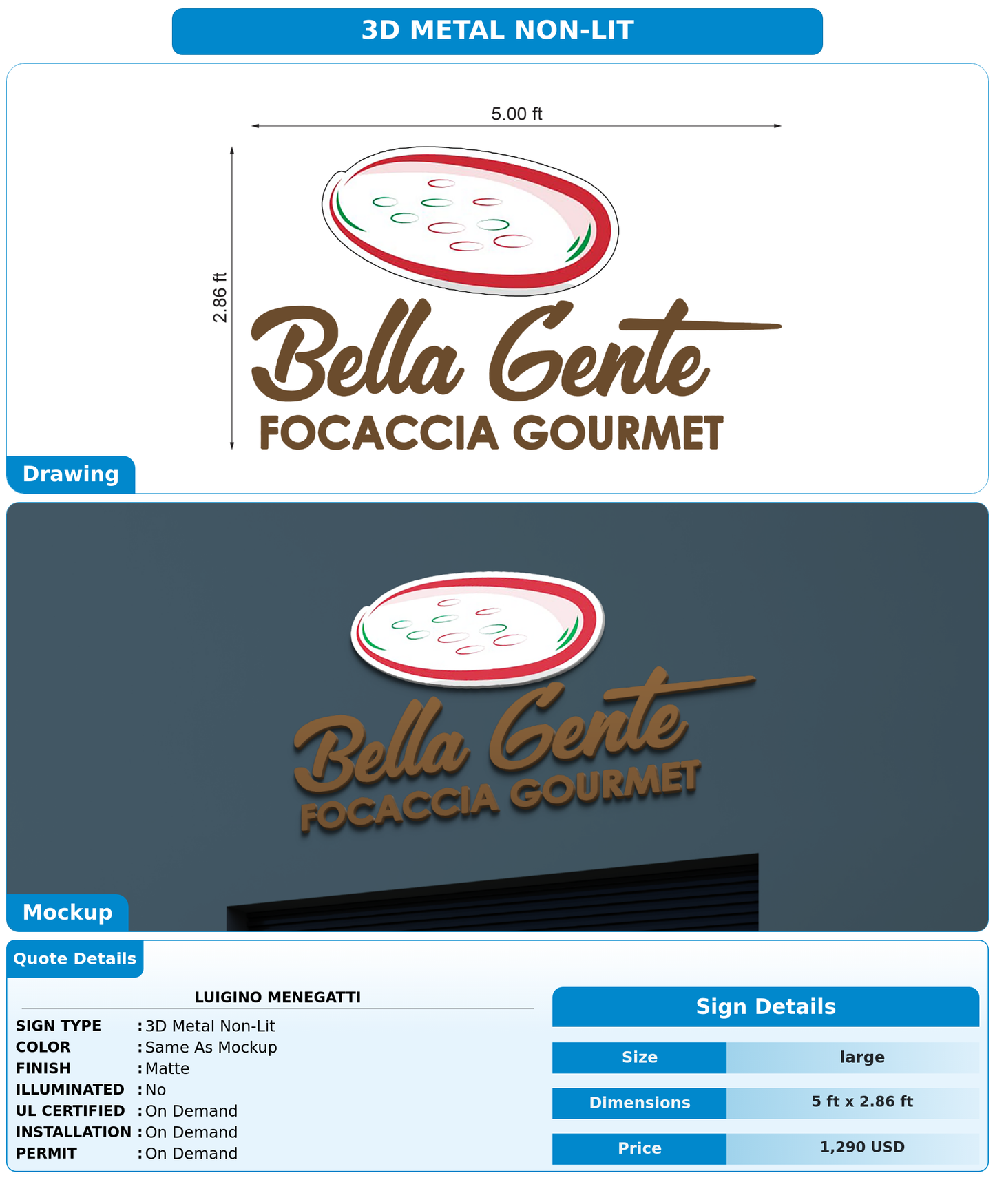 CUSTOM MOCKUP SIGN FOR Luigino Menegatti