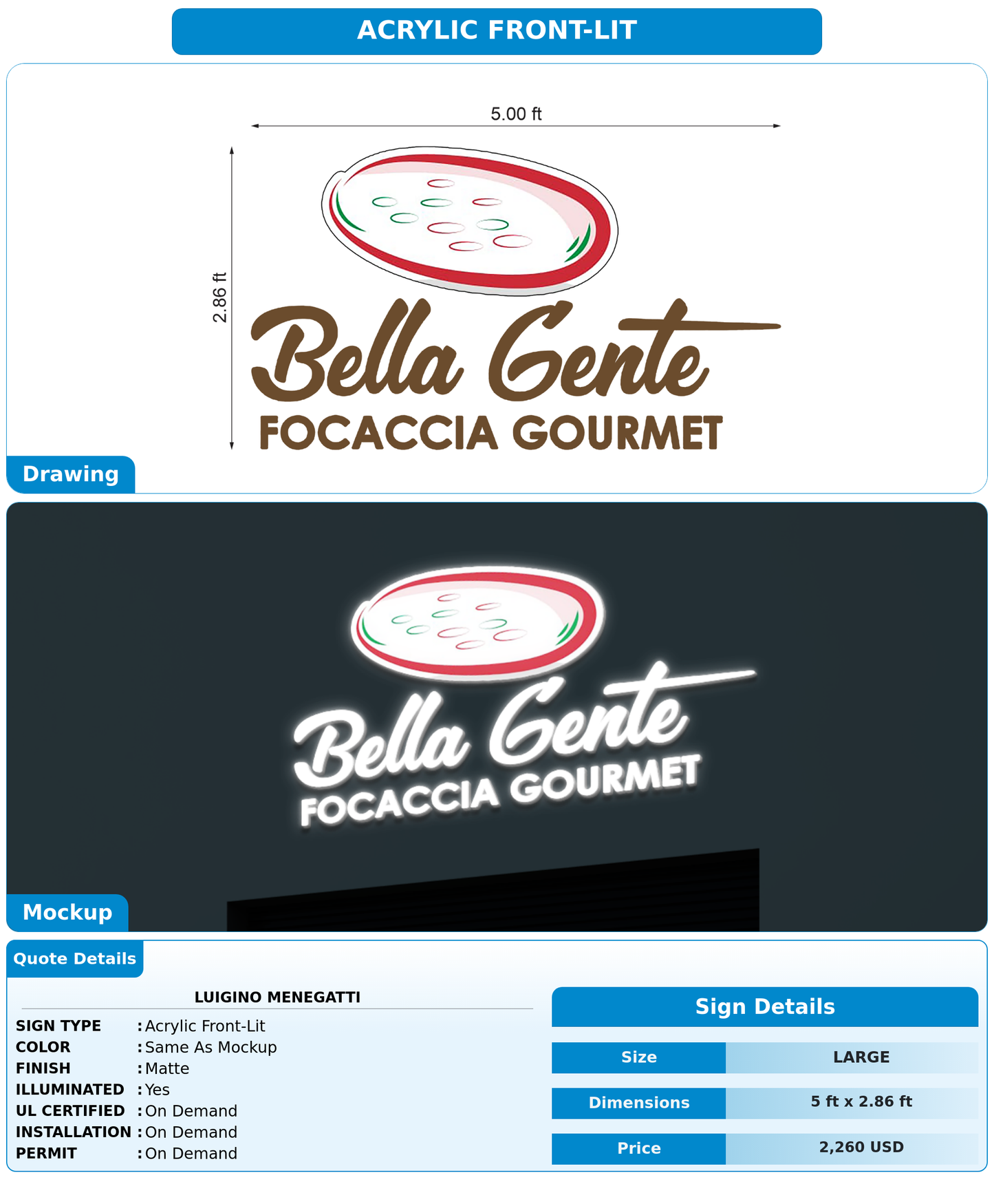 CUSTOM MOCKUP SIGN FOR Luigino Menegatti