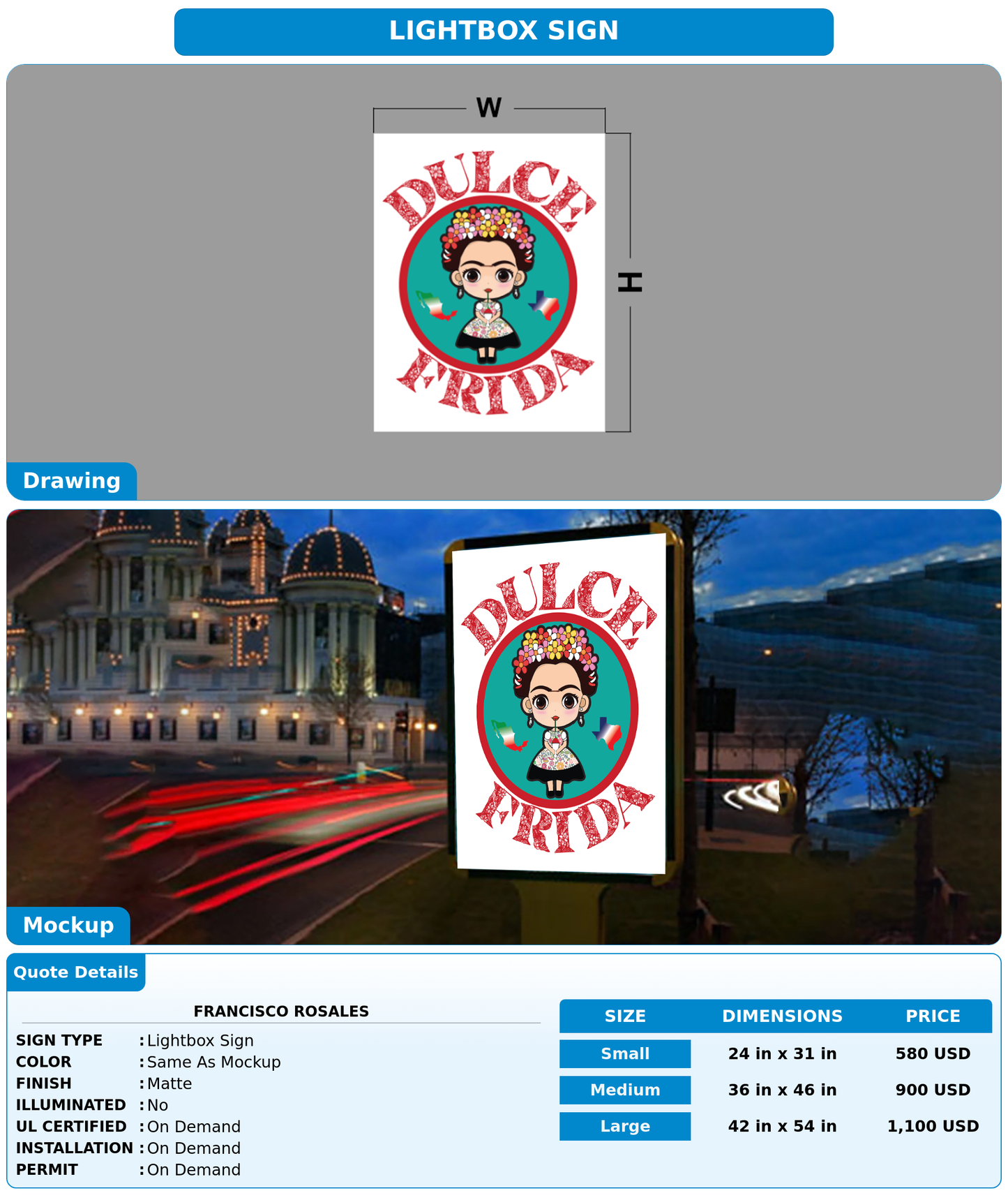 CUSTOM MOCKUP SIGN FOR Francisco Rosales