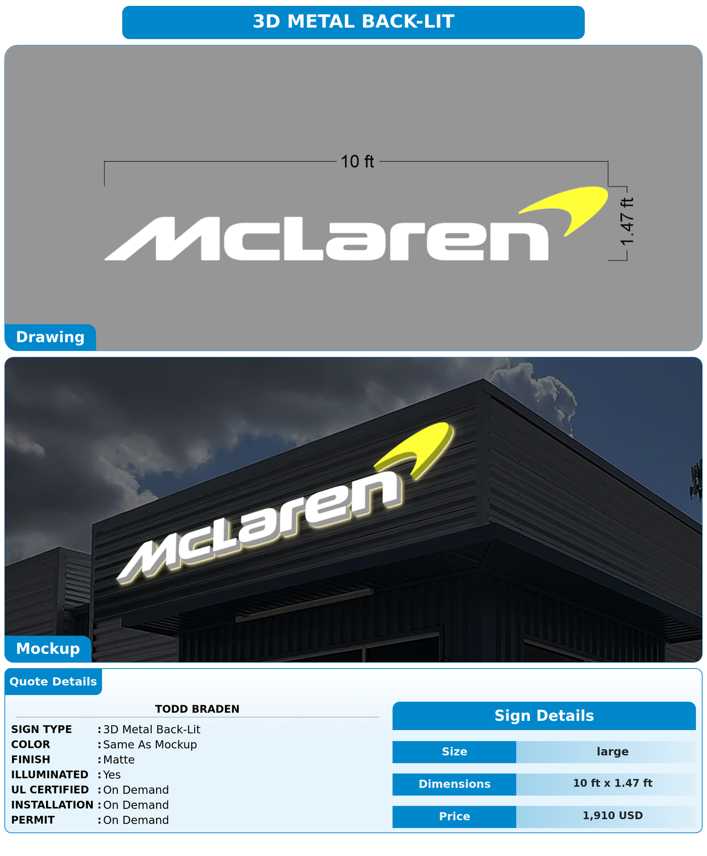 CUSTOM MOCKUP SIGN FOR Todd Braden