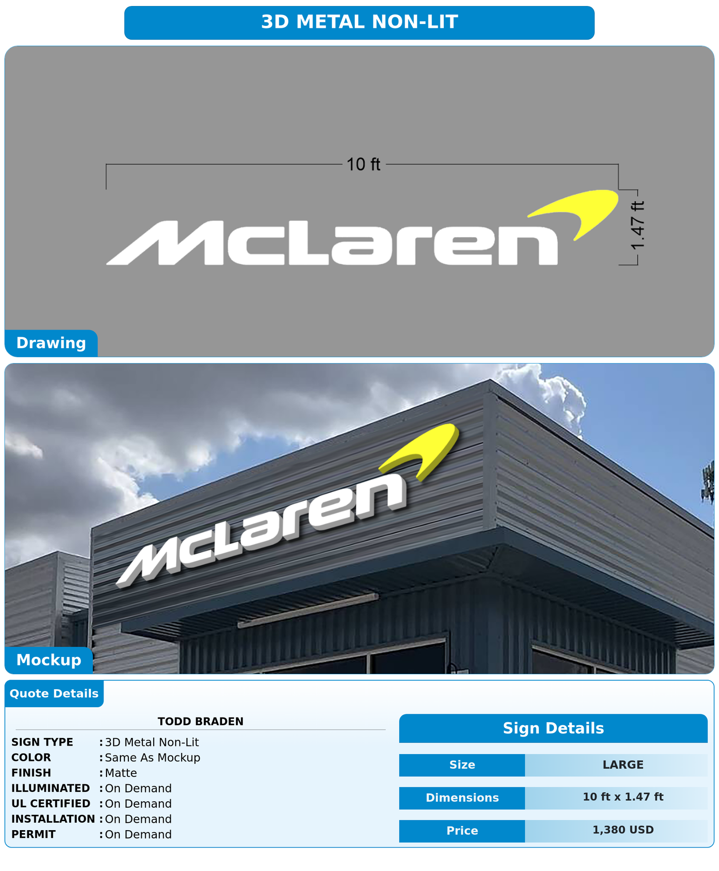CUSTOM MOCKUP SIGN FOR Todd Braden