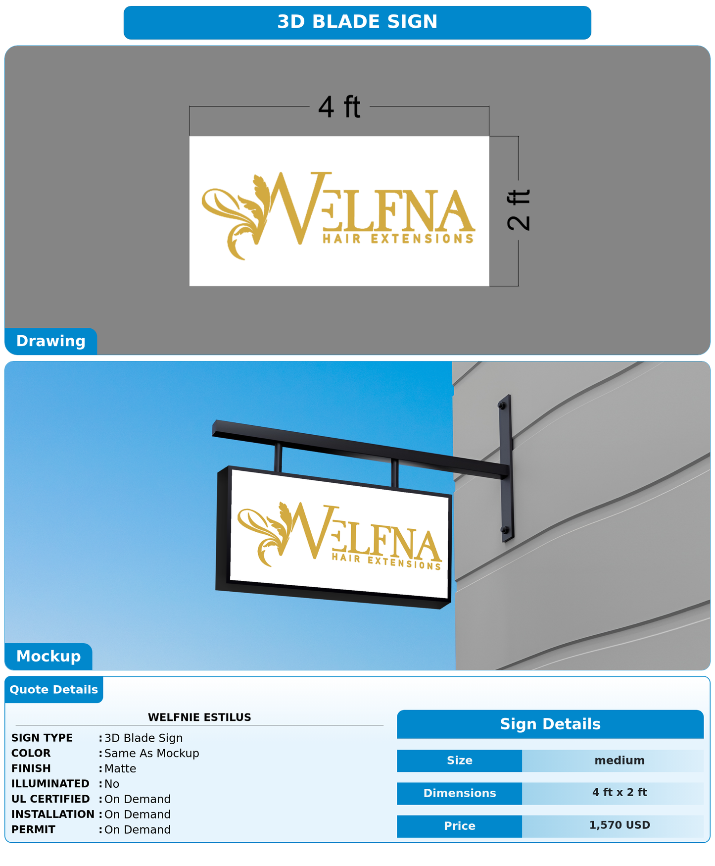 CUSTOM MOCKUP SIGN FOR Welfnie Estilus