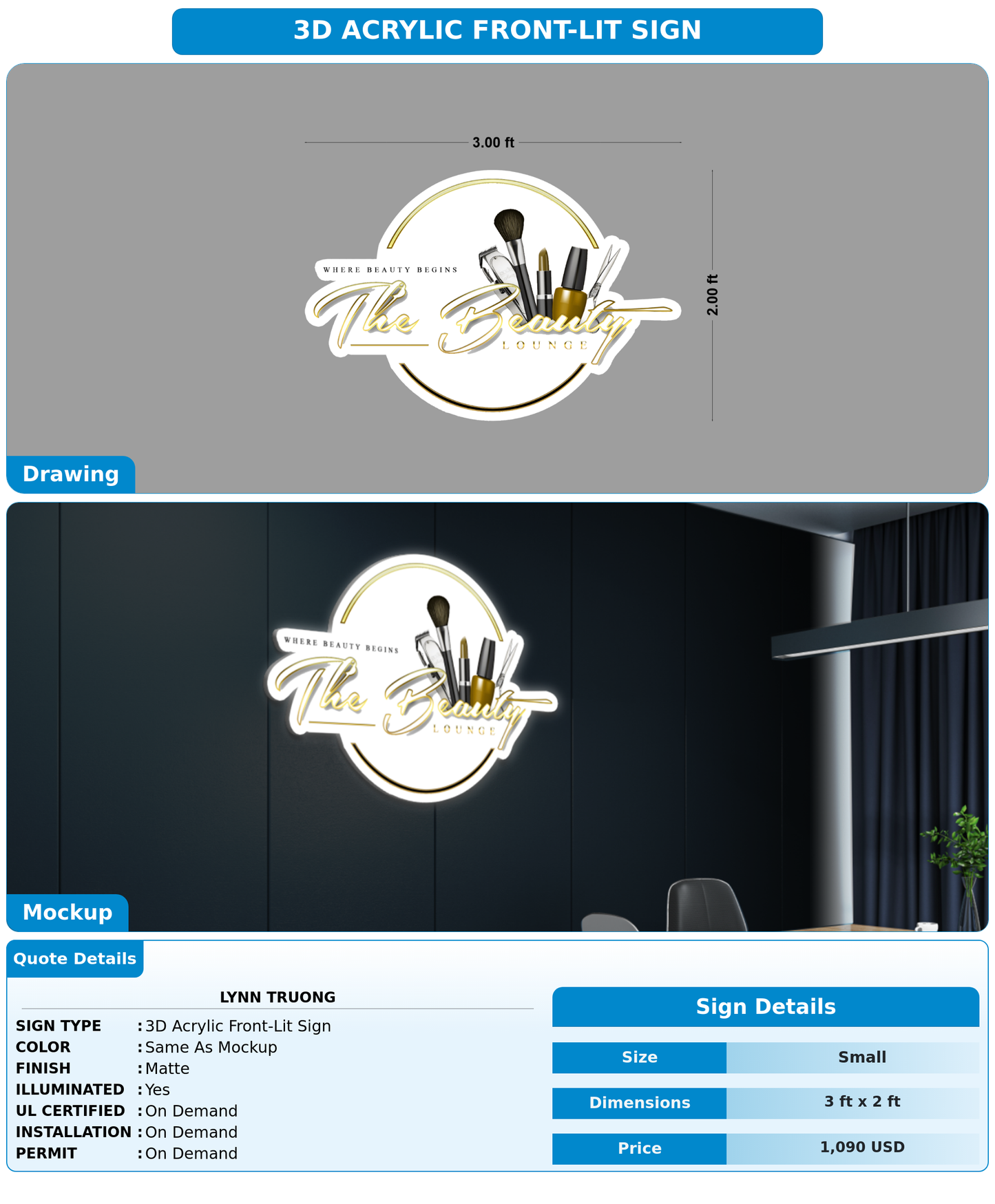 CUSTOM MOCKUP SIGN FOR lynn truong