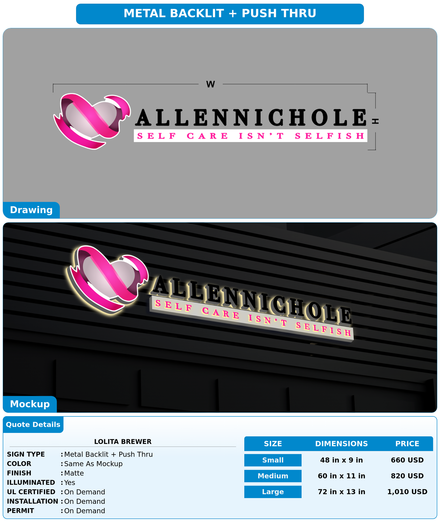 CUSTOM MOCKUP SIGN FOR Lolita Brewer