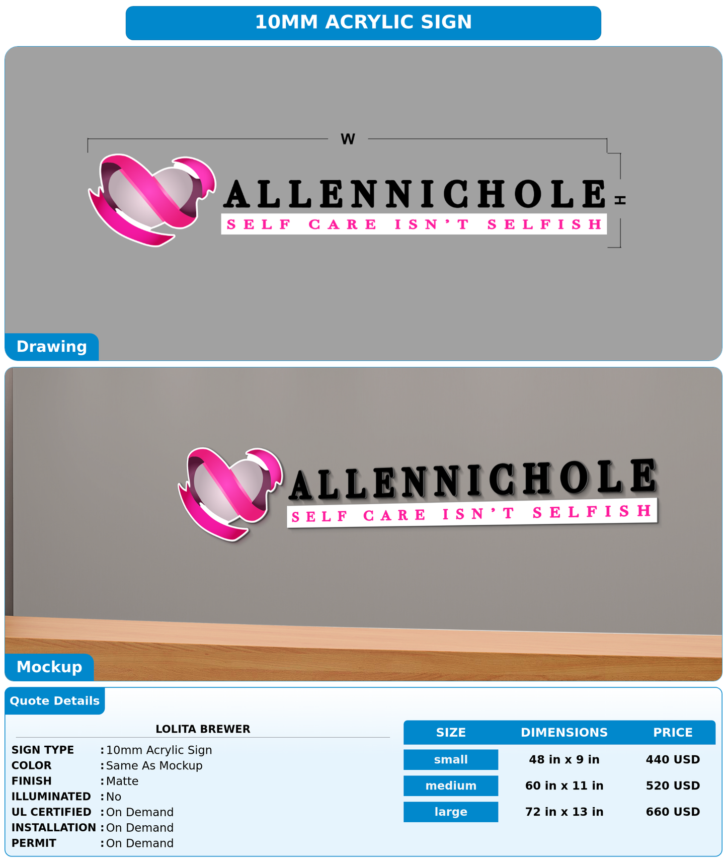 CUSTOM MOCKUP SIGN FOR Lolita Brewer