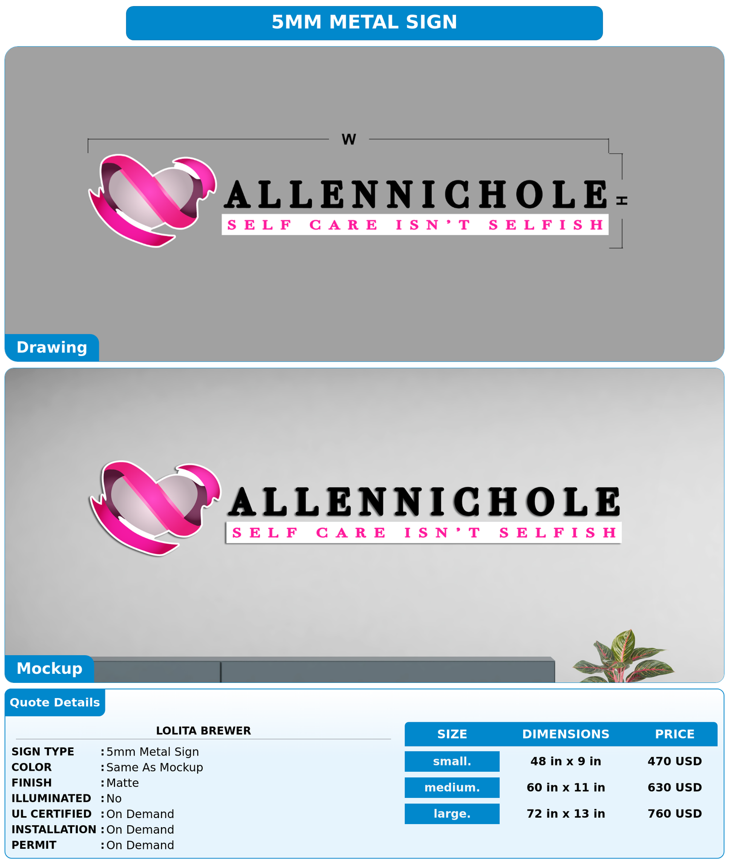 CUSTOM MOCKUP SIGN FOR Lolita Brewer