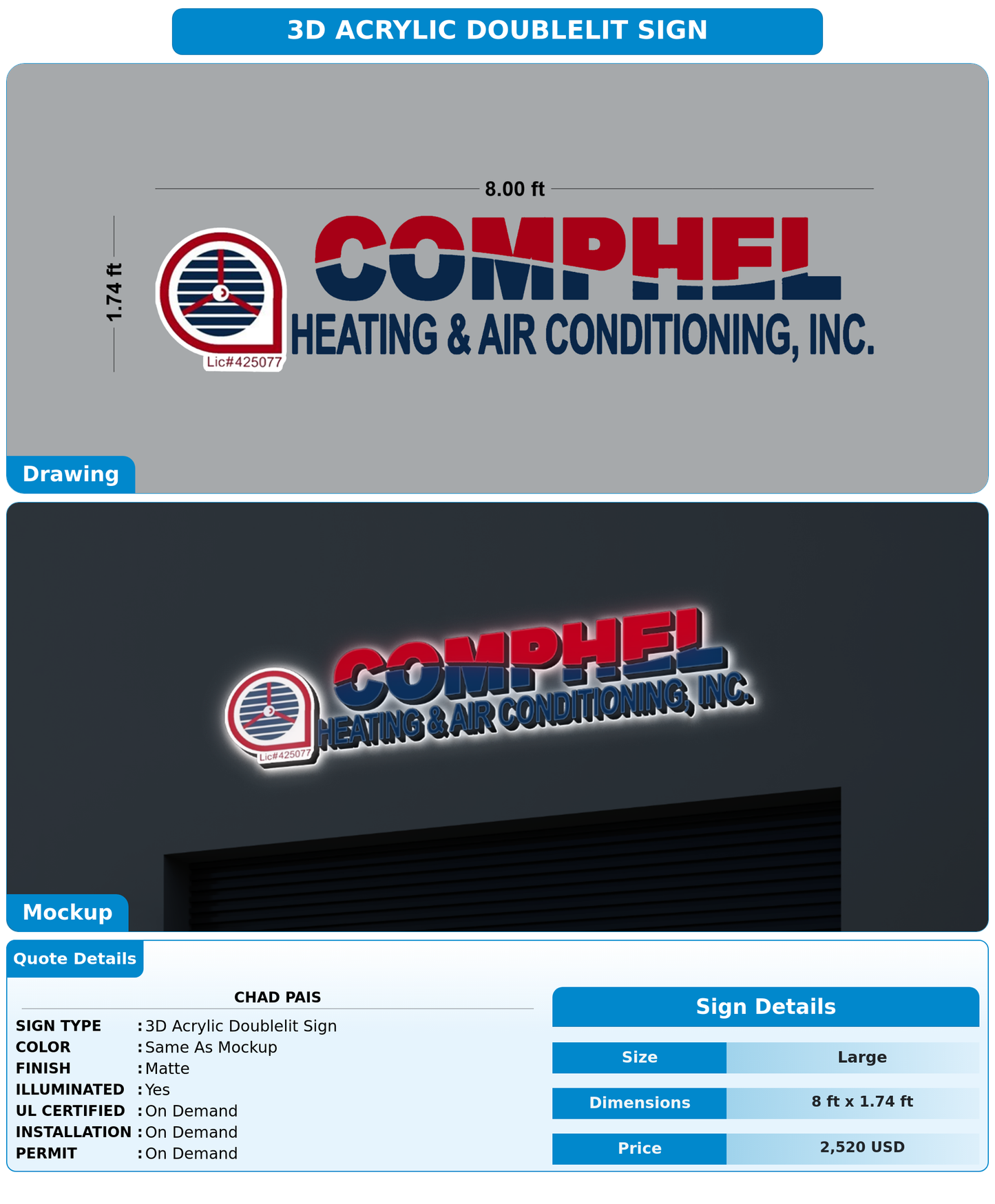 CUSTOM MOCKUP SIGN FOR Chad Pais