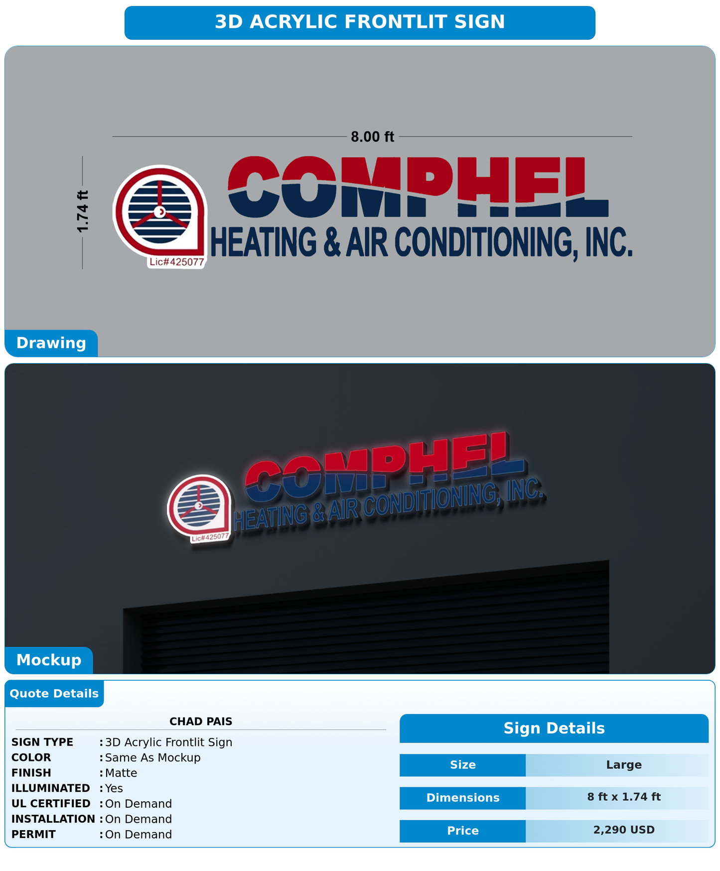 CUSTOM MOCKUP SIGN FOR Chad Pais