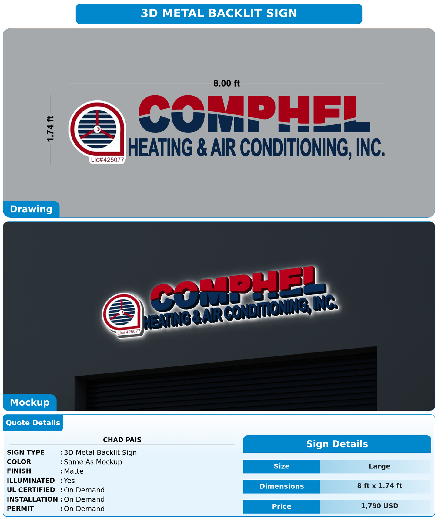 CUSTOM MOCKUP SIGN FOR Chad Pais