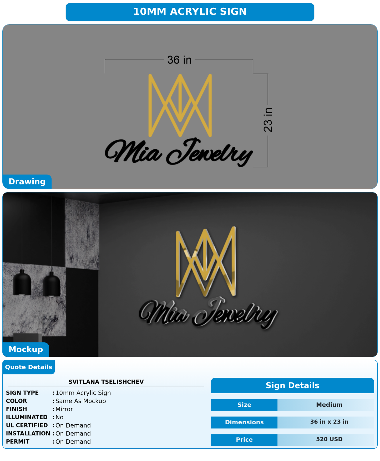 CUSTOM MOCKUP SIGN FOR Svitlana Tselishchev
