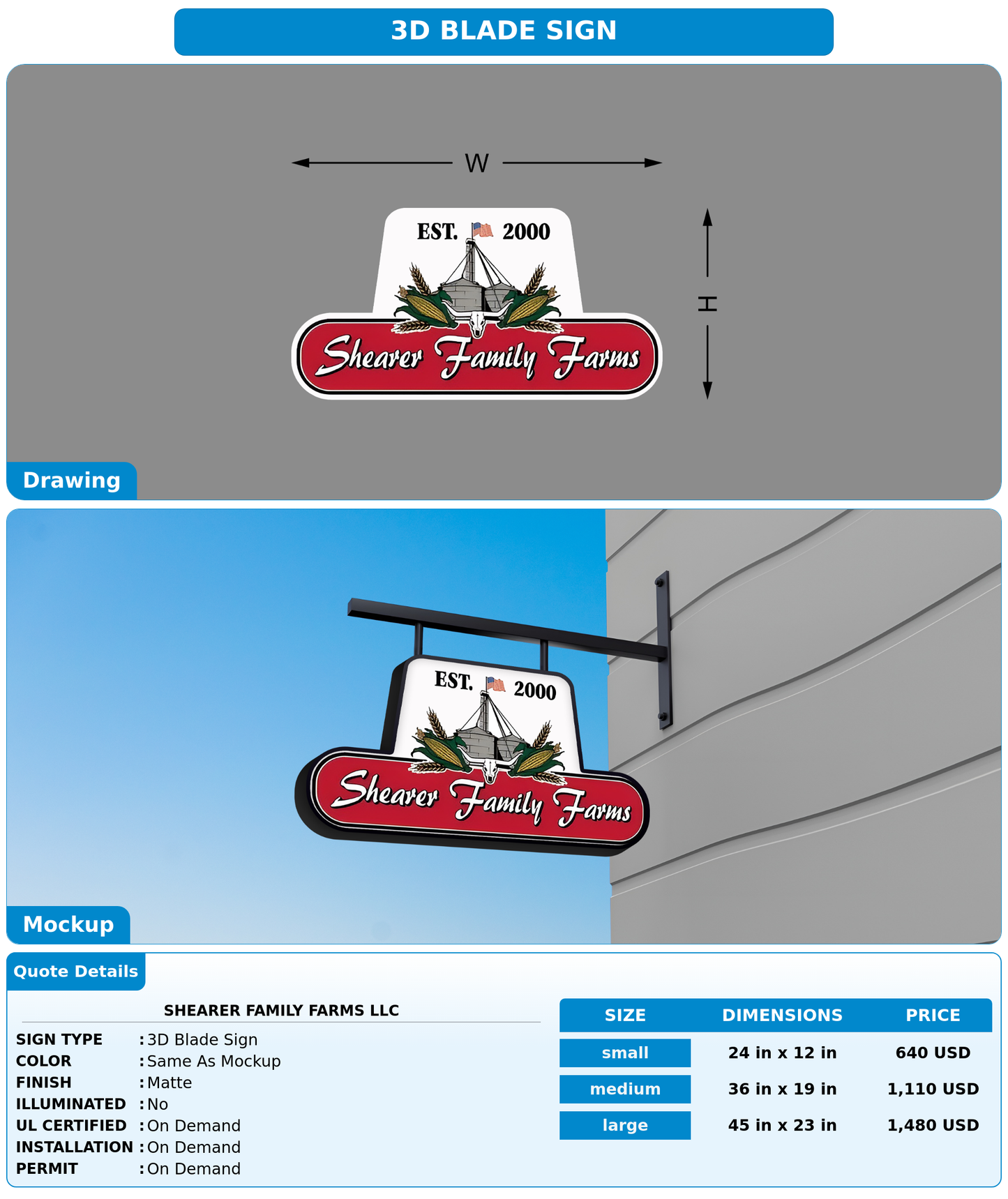 CUSTOM MOCKUP SIGN FOR Shearer Family Farms LLC