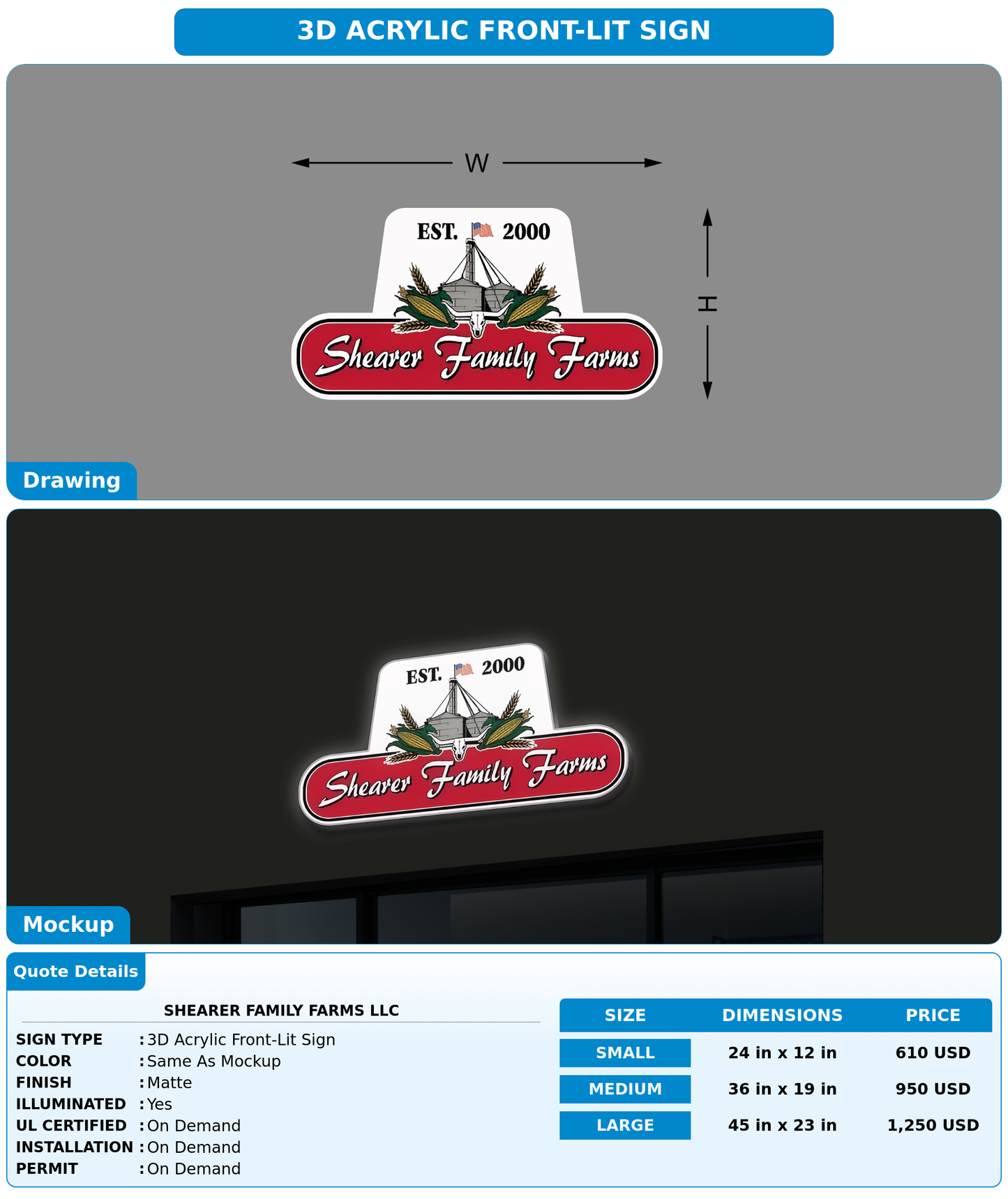 CUSTOM MOCKUP SIGN FOR Shearer Family Farms LLC