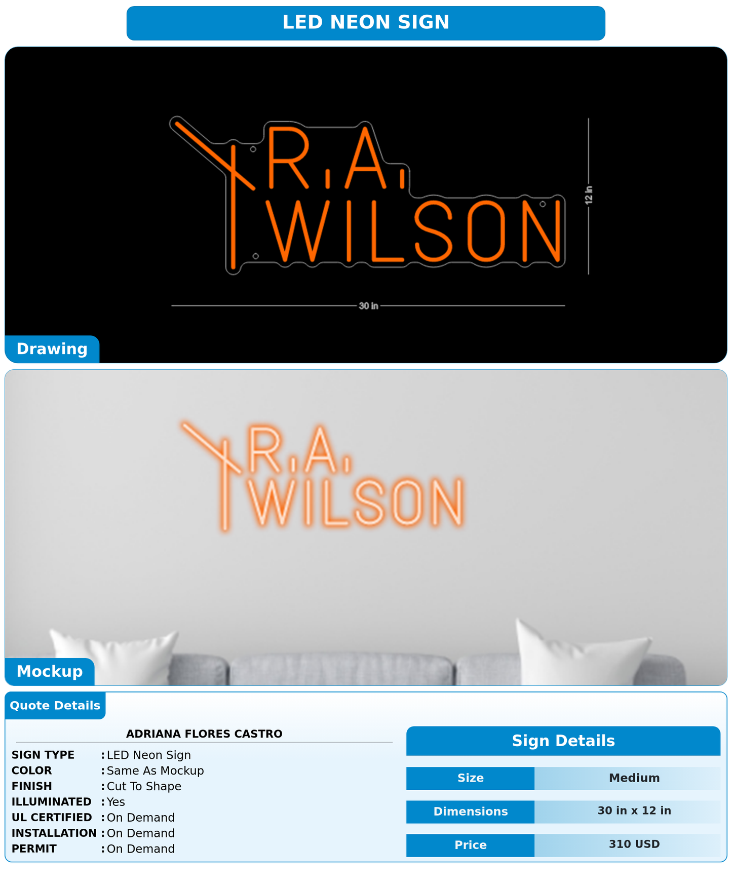 CUSTOM MOCKUP SIGN FOR Adriana Flores Castro