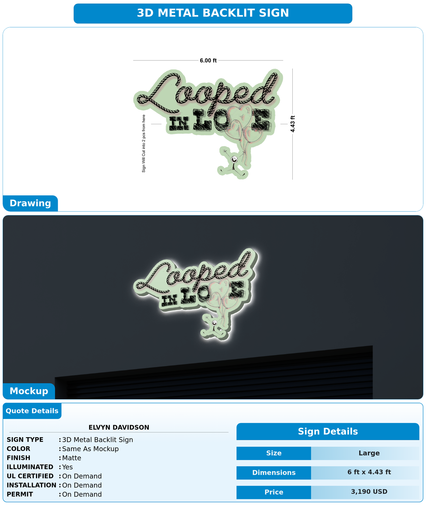 CUSTOM MOCKUP SIGN FOR Elvyn Davidson
