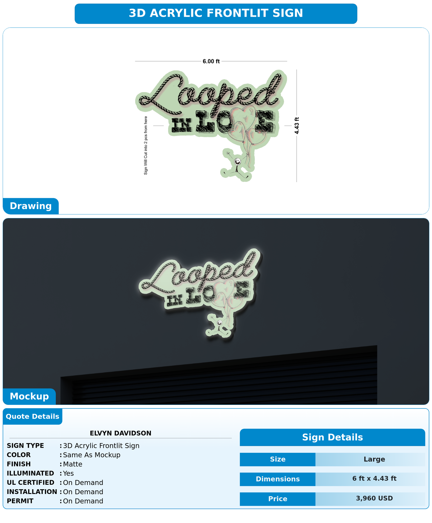 CUSTOM MOCKUP SIGN FOR Elvyn Davidson