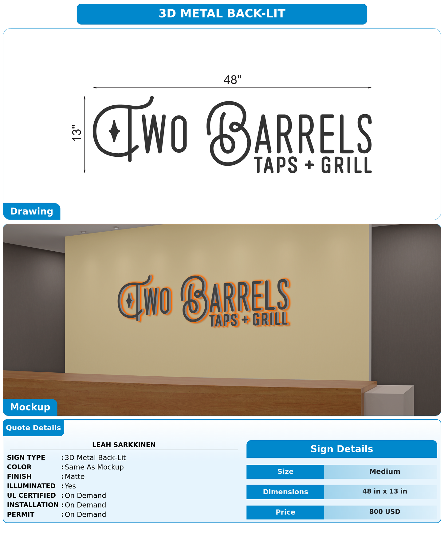 CUSTOM MOCKUP SIGN FOR Leah Sarkkinen