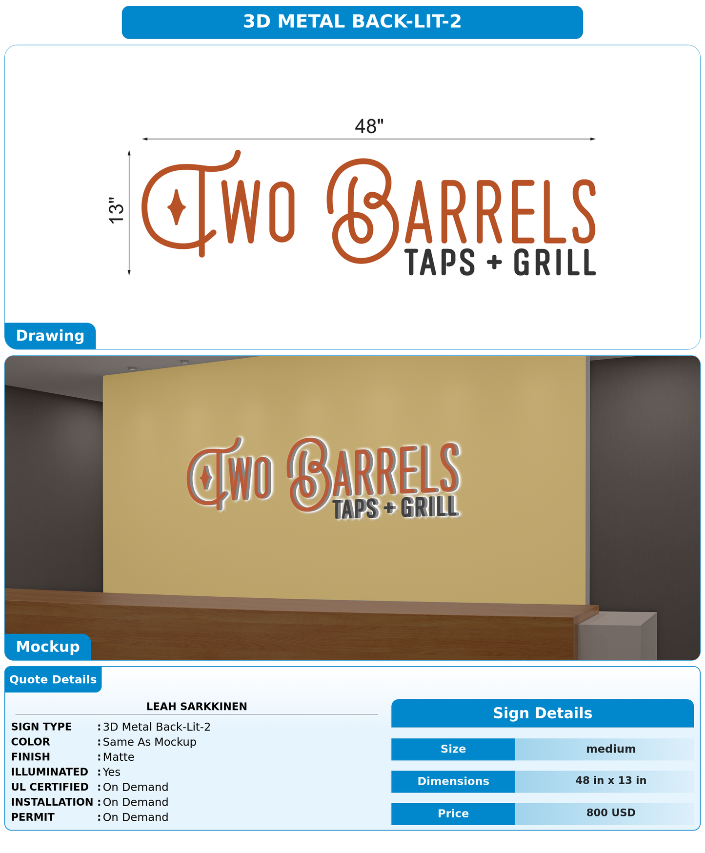 CUSTOM MOCKUP SIGN FOR Leah Sarkkinen